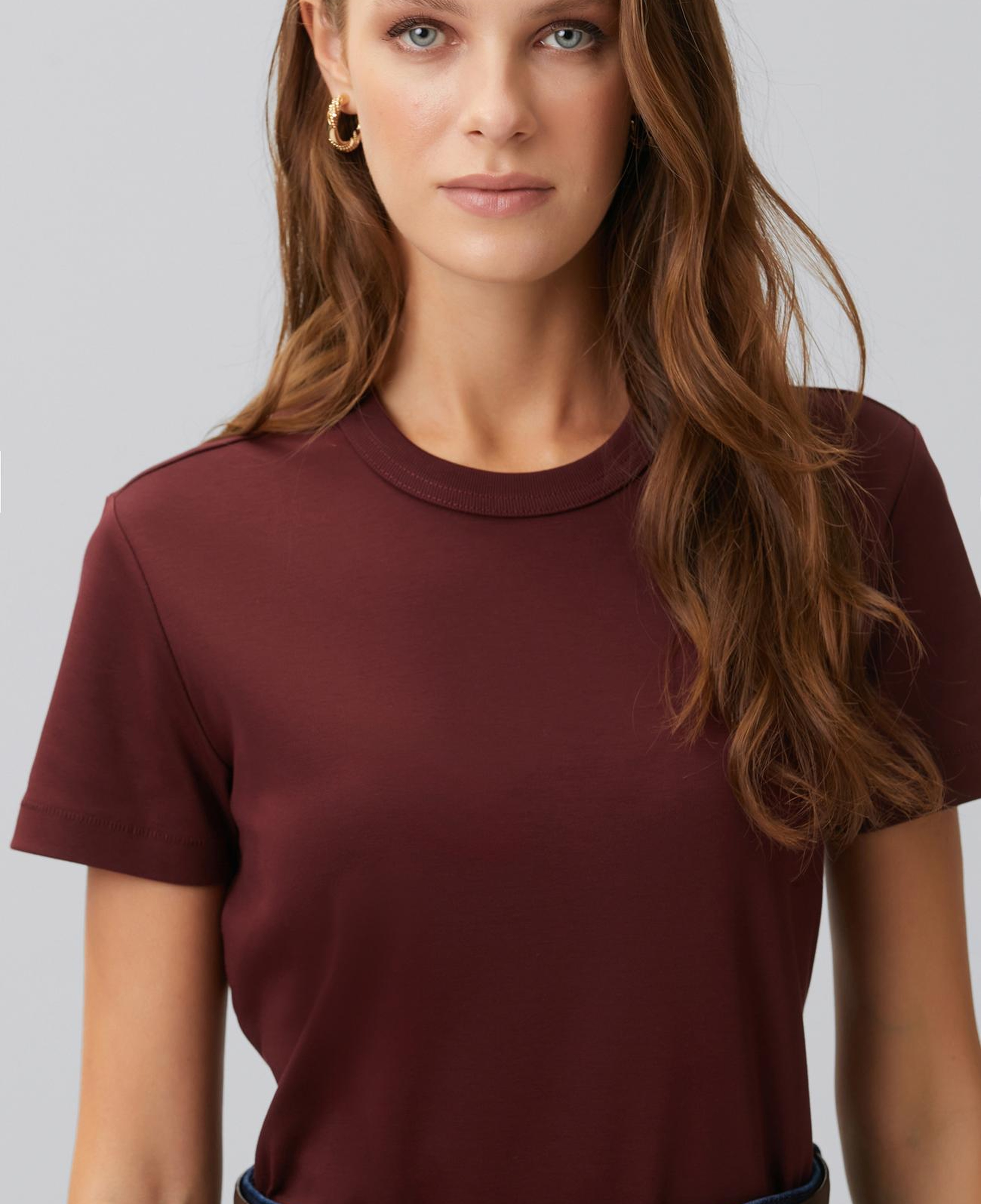 Network Kadın Bordo Basic T-shirt