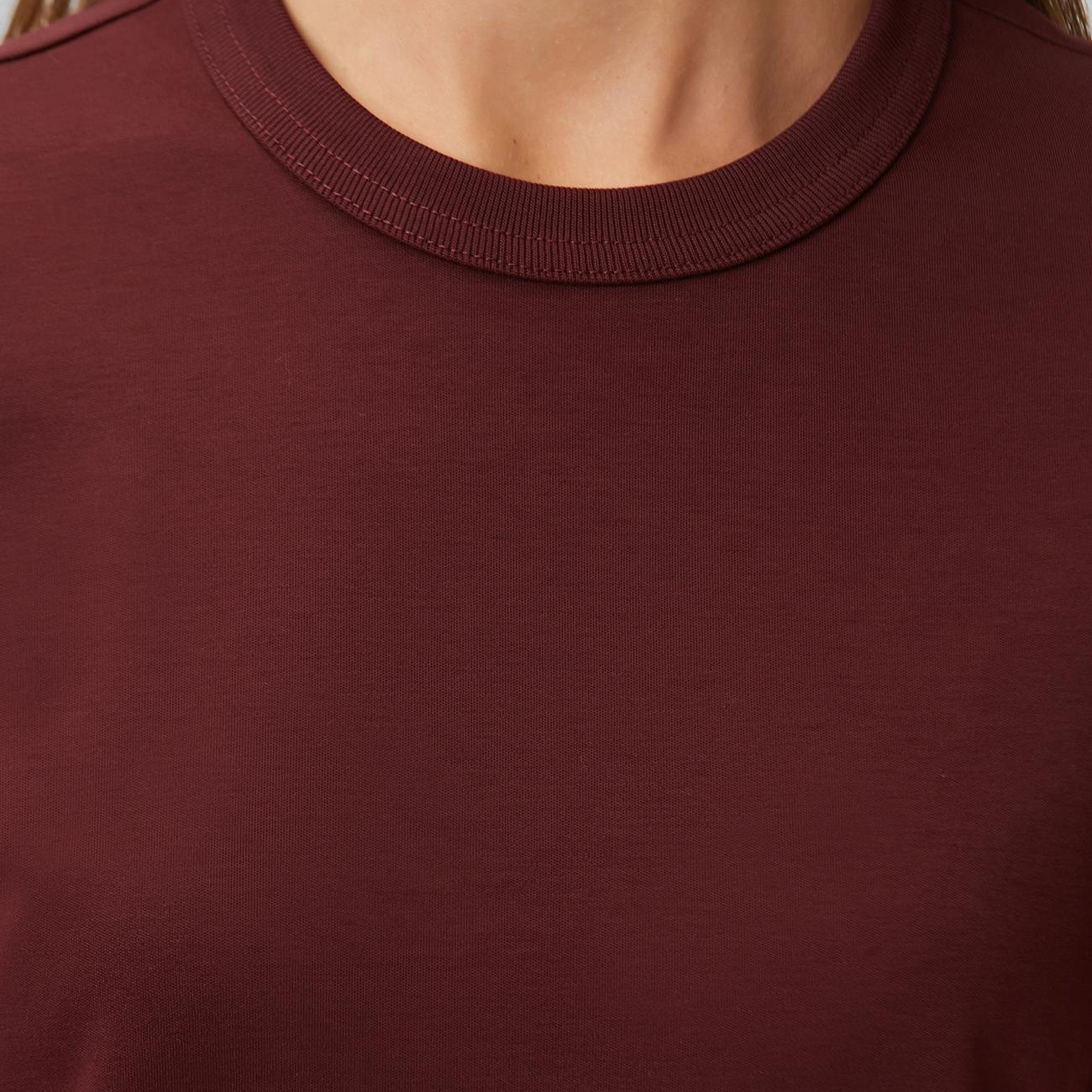 Network Kadın Bordo Basic T-shirt