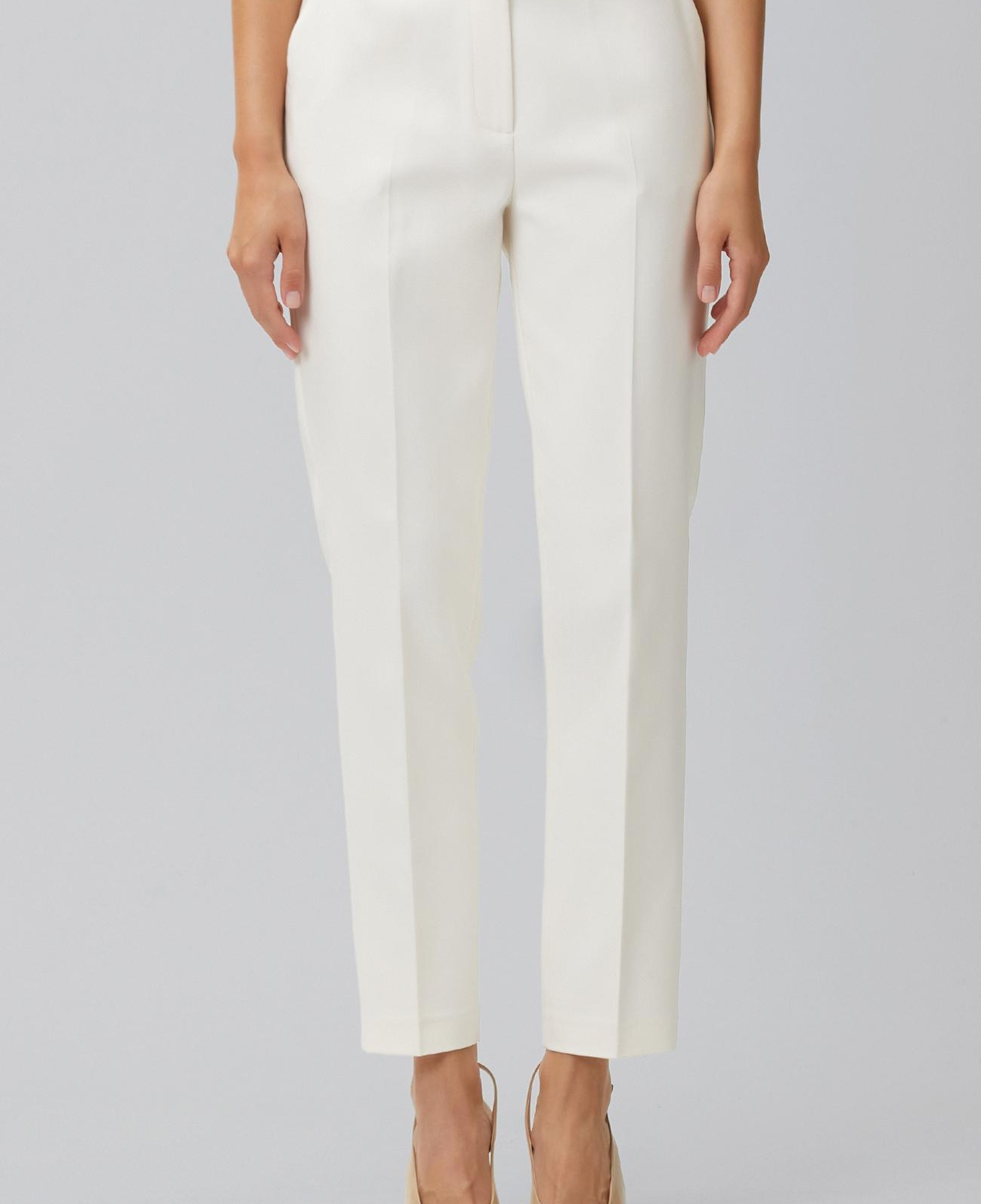 Network Kadın Kırık Beyaz Dar Paça Aksesuarlı Skinny Pantolon