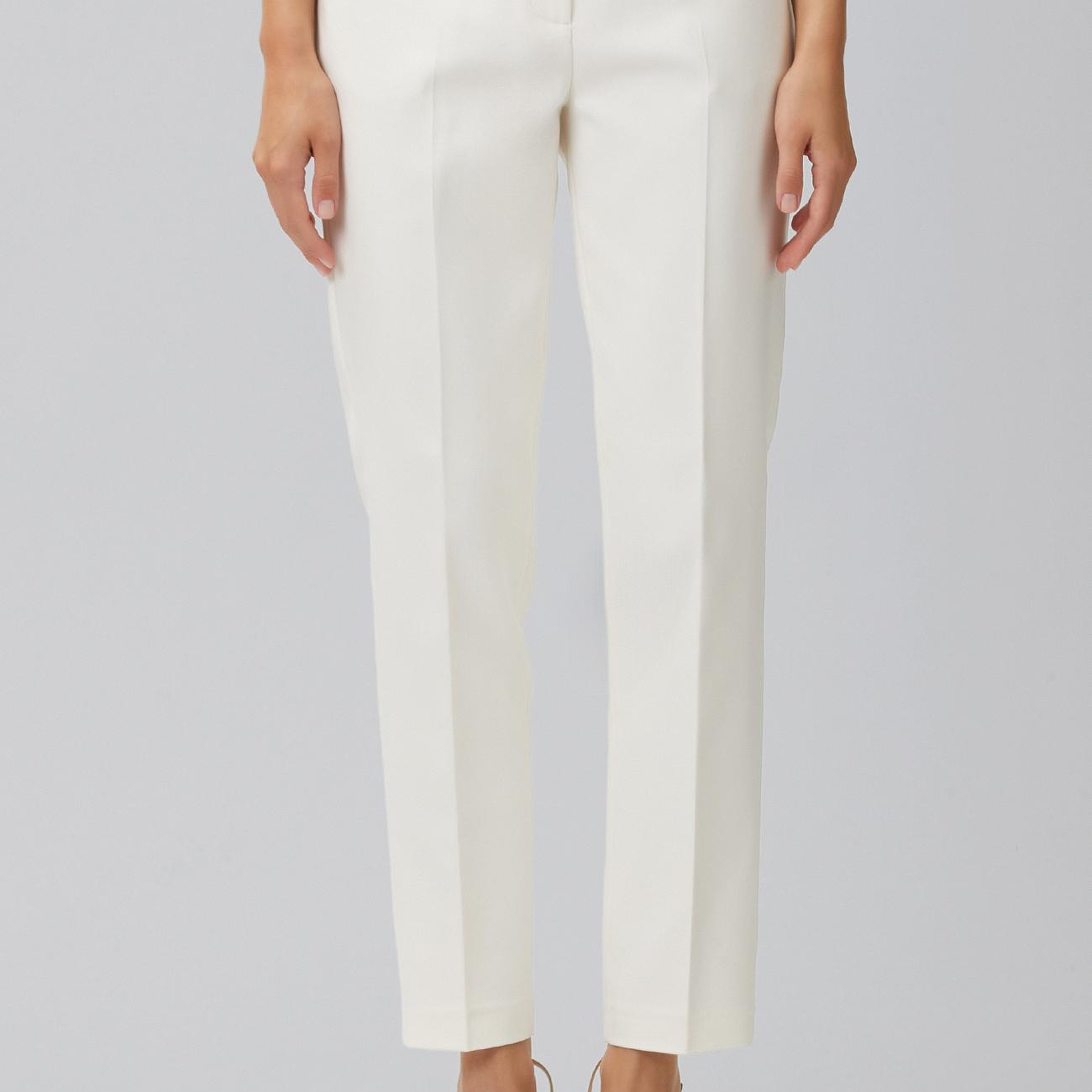 Network Kadın Kırık Beyaz Dar Paça Aksesuarlı Skinny Pantolon