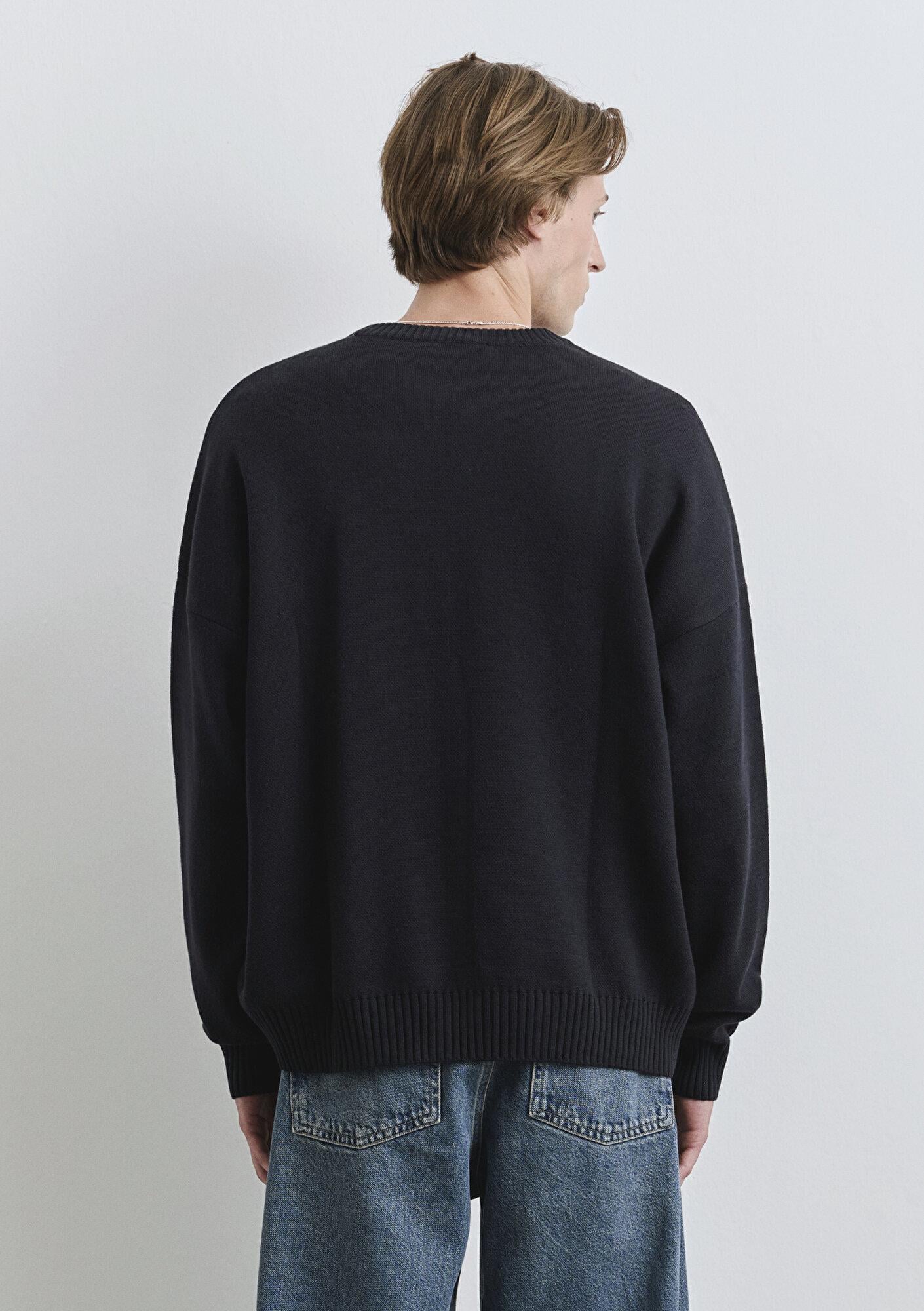 Mavi M Baskılı Lacivert Kazak Loose Fit / Bol Rahat Kesim 0710314-89353