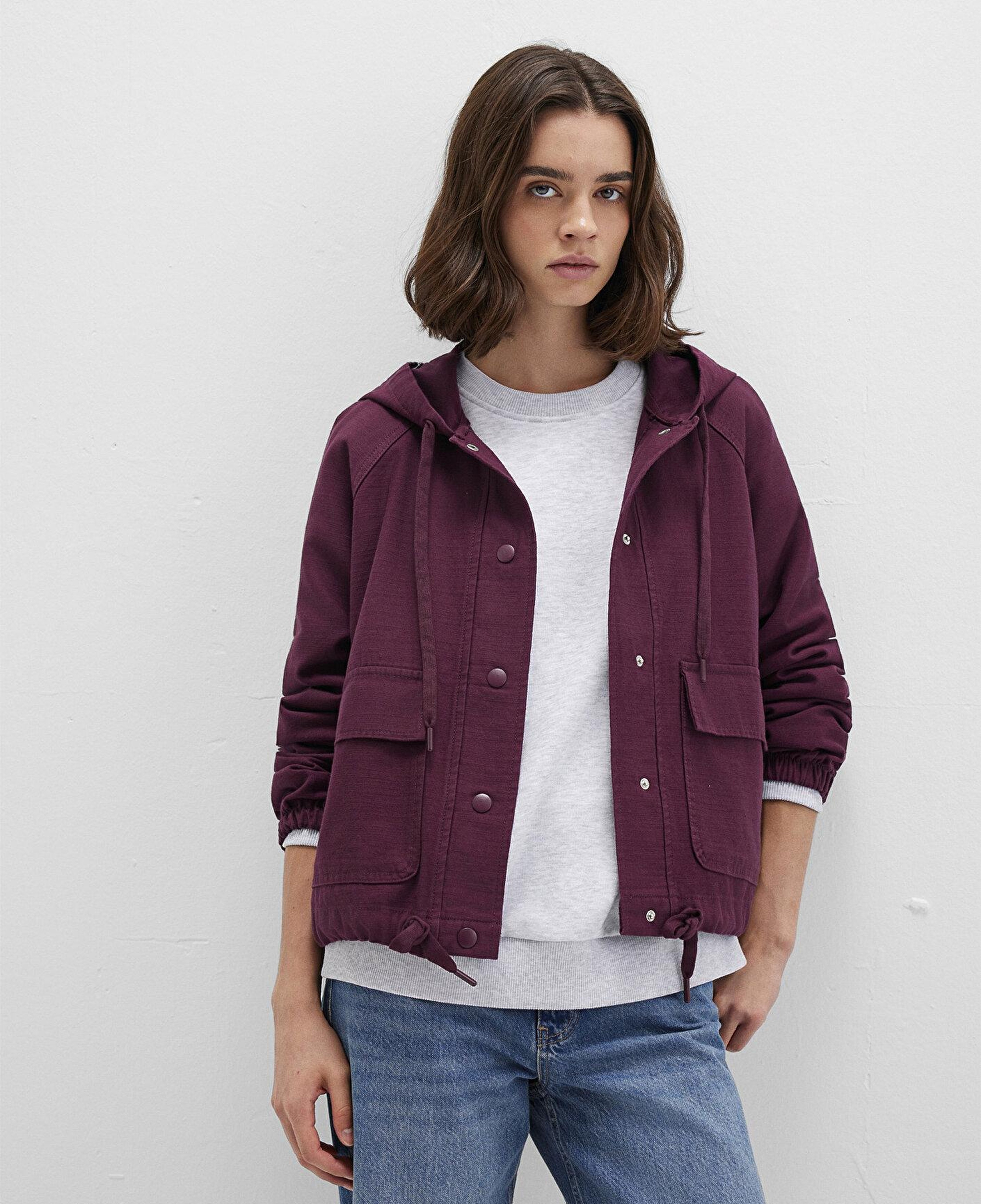 Mavi Kapüşonlu Mor Ceket Regular Fit / Normal Kesim 110775-87830