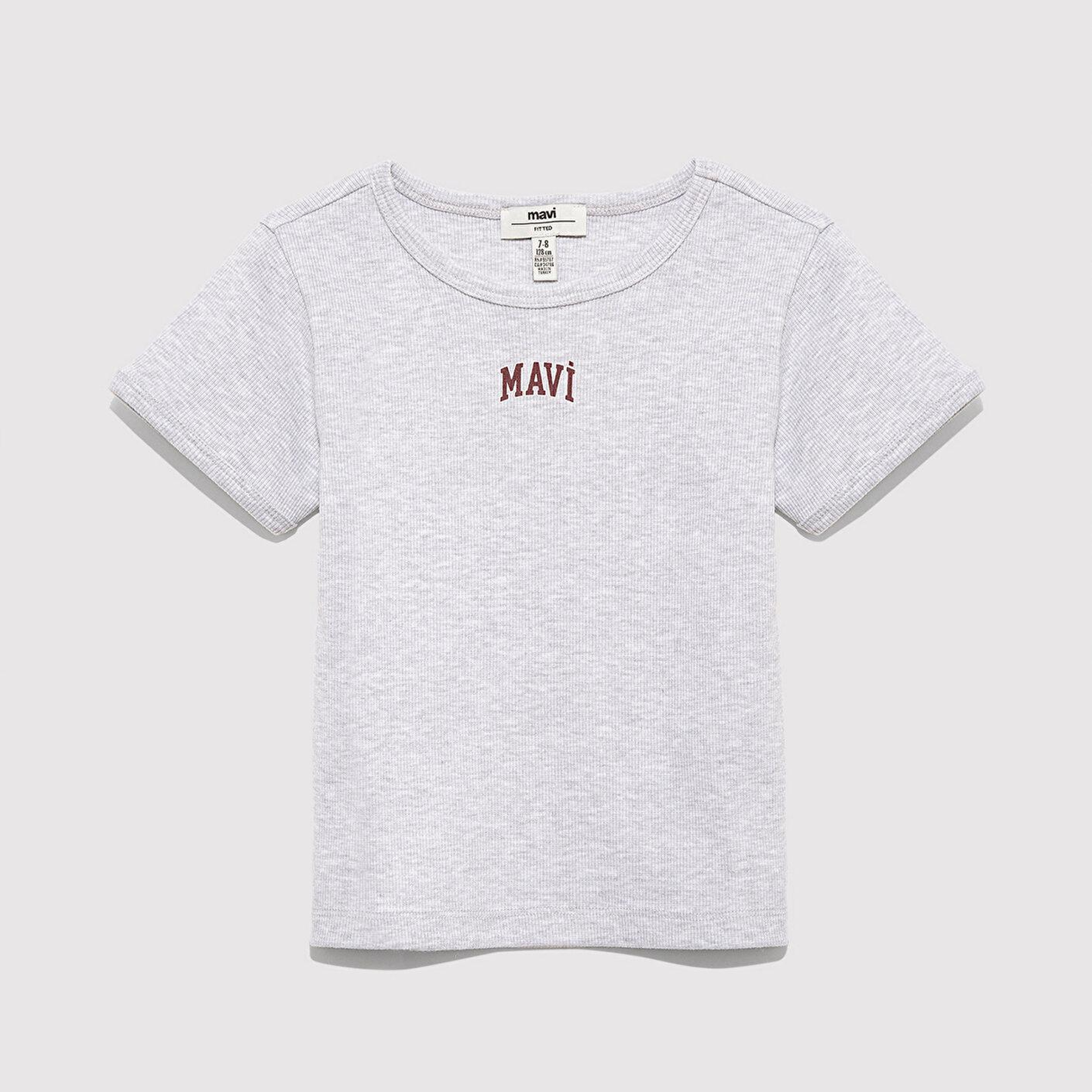 Mavi Mavi Logo Baskılı Gri Tişört Fitted / Vücuda Oturan Kesim 7610350-88467