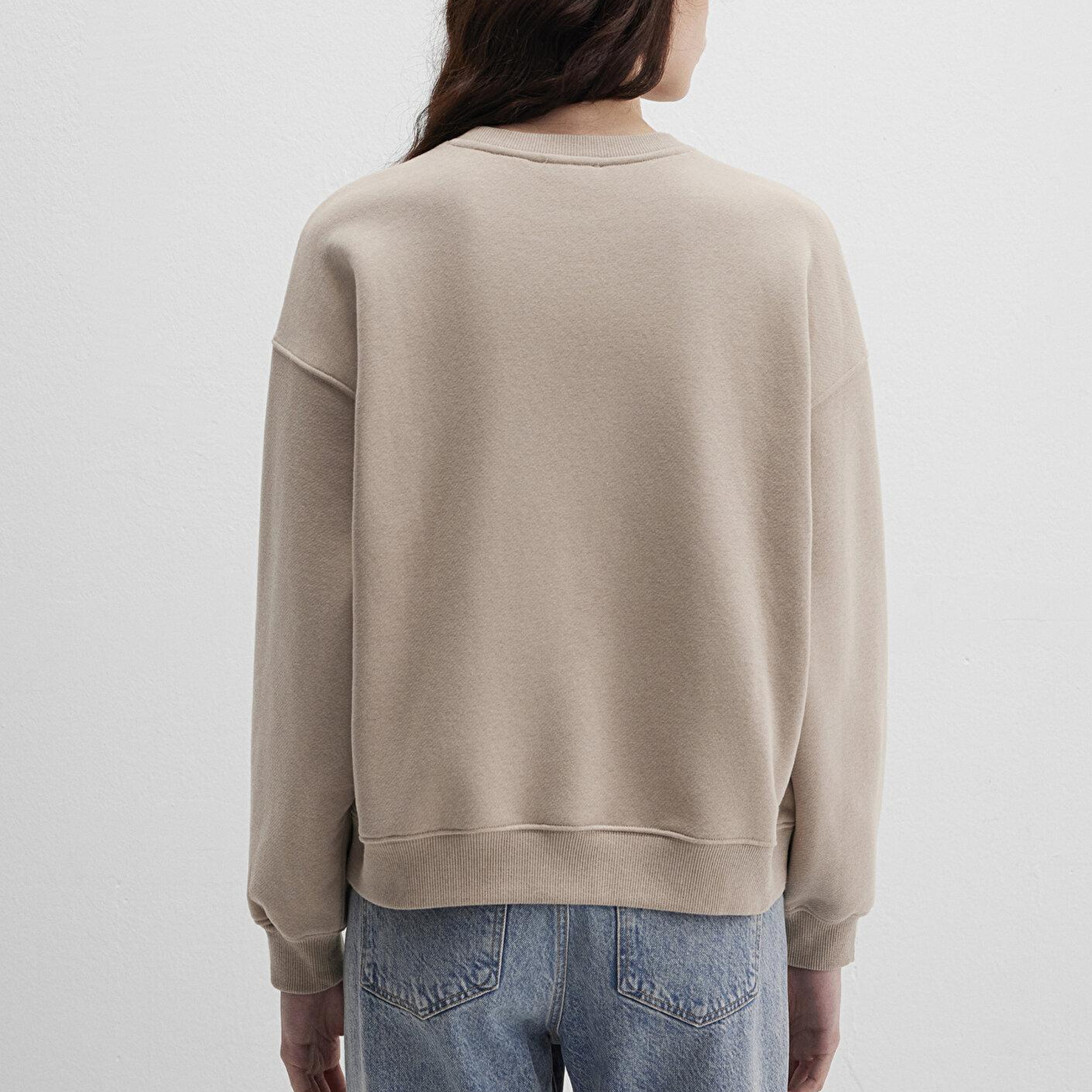 Mavi Mavi Logo Baskılı Bej Sweatshirt 1S10490-70344
