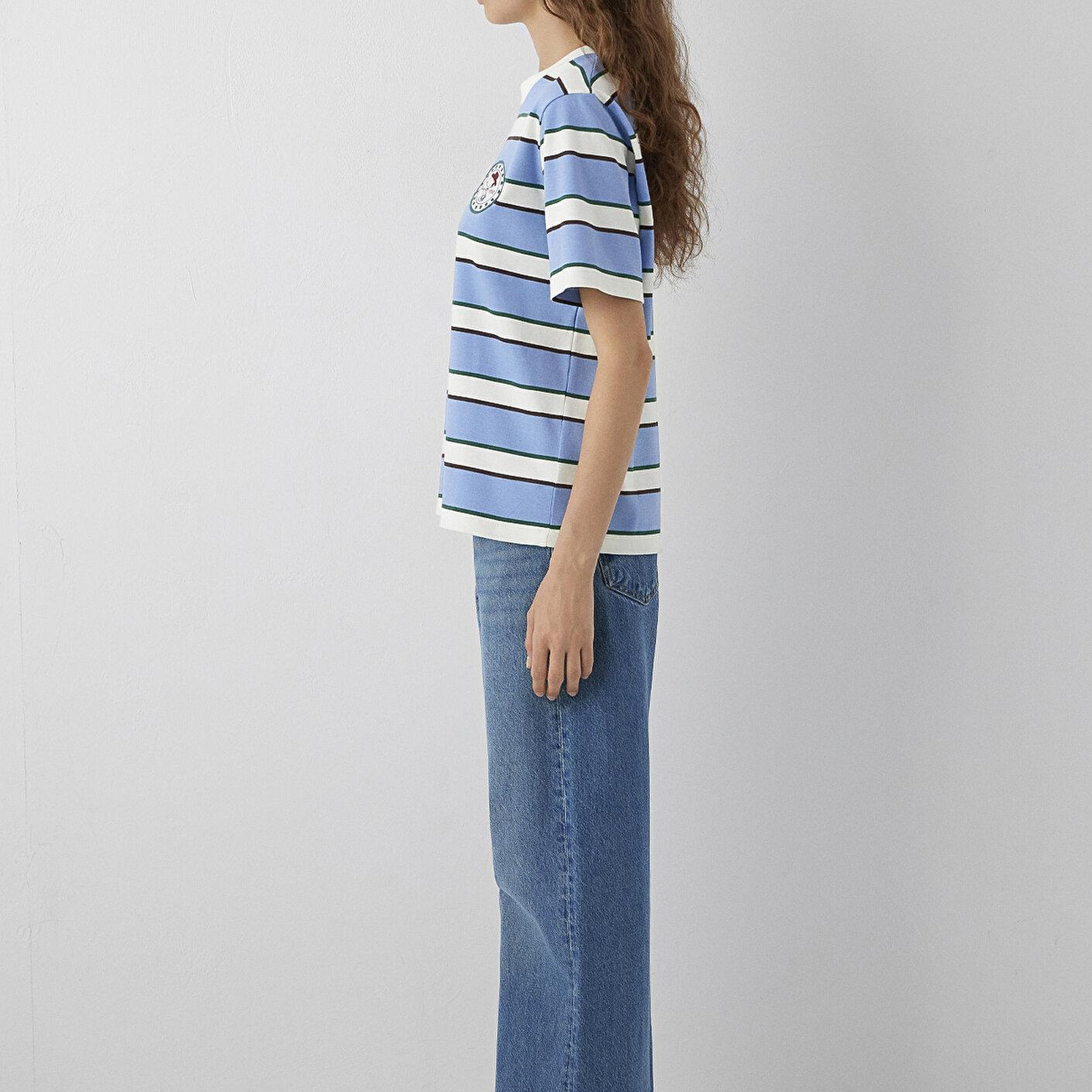Mavi Mavi Çizgili Snoopy Baskılı Tişört Regular Fit / Normal Kesim 1614348-91747