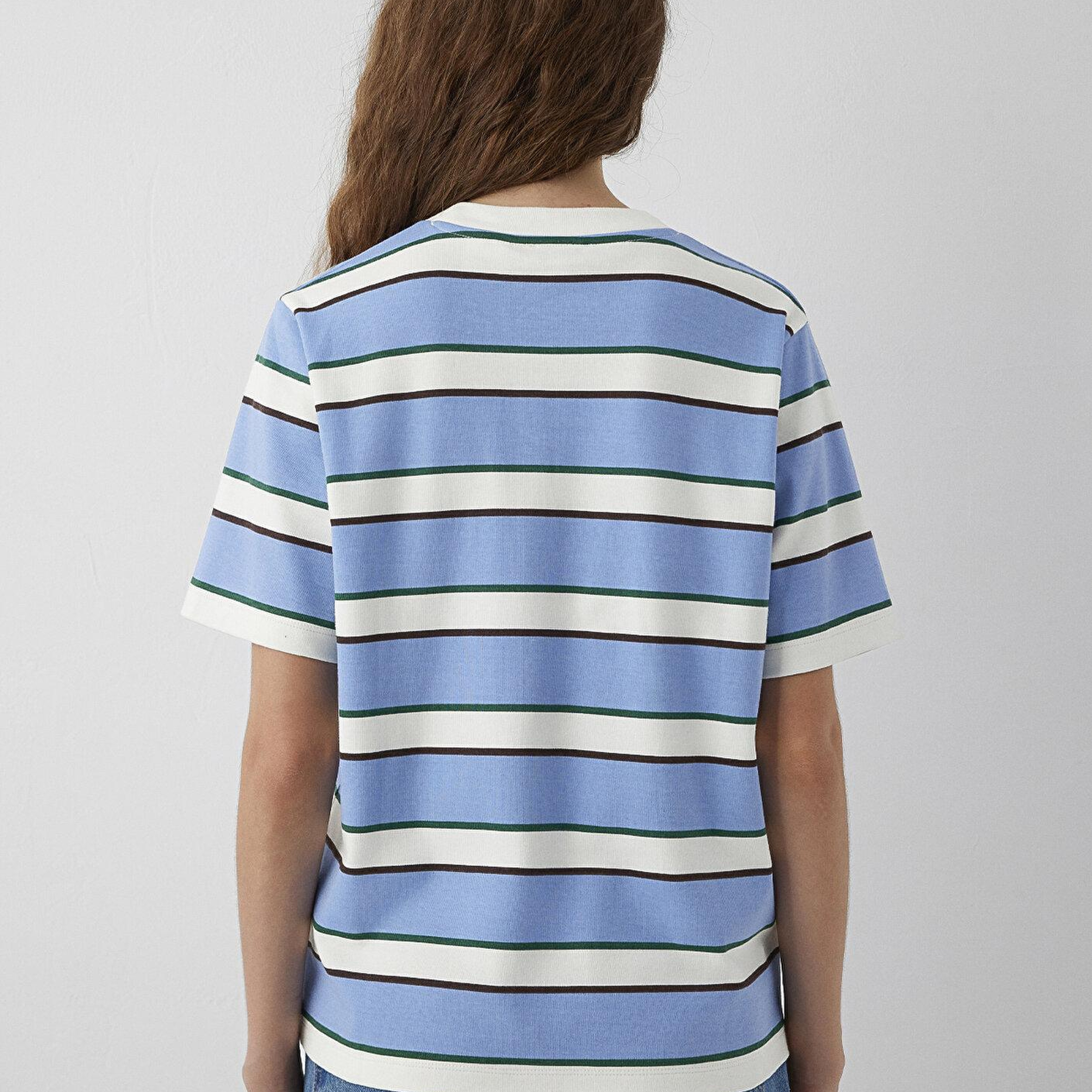 Mavi Mavi Çizgili Snoopy Baskılı Tişört Regular Fit / Normal Kesim 1614348-91747