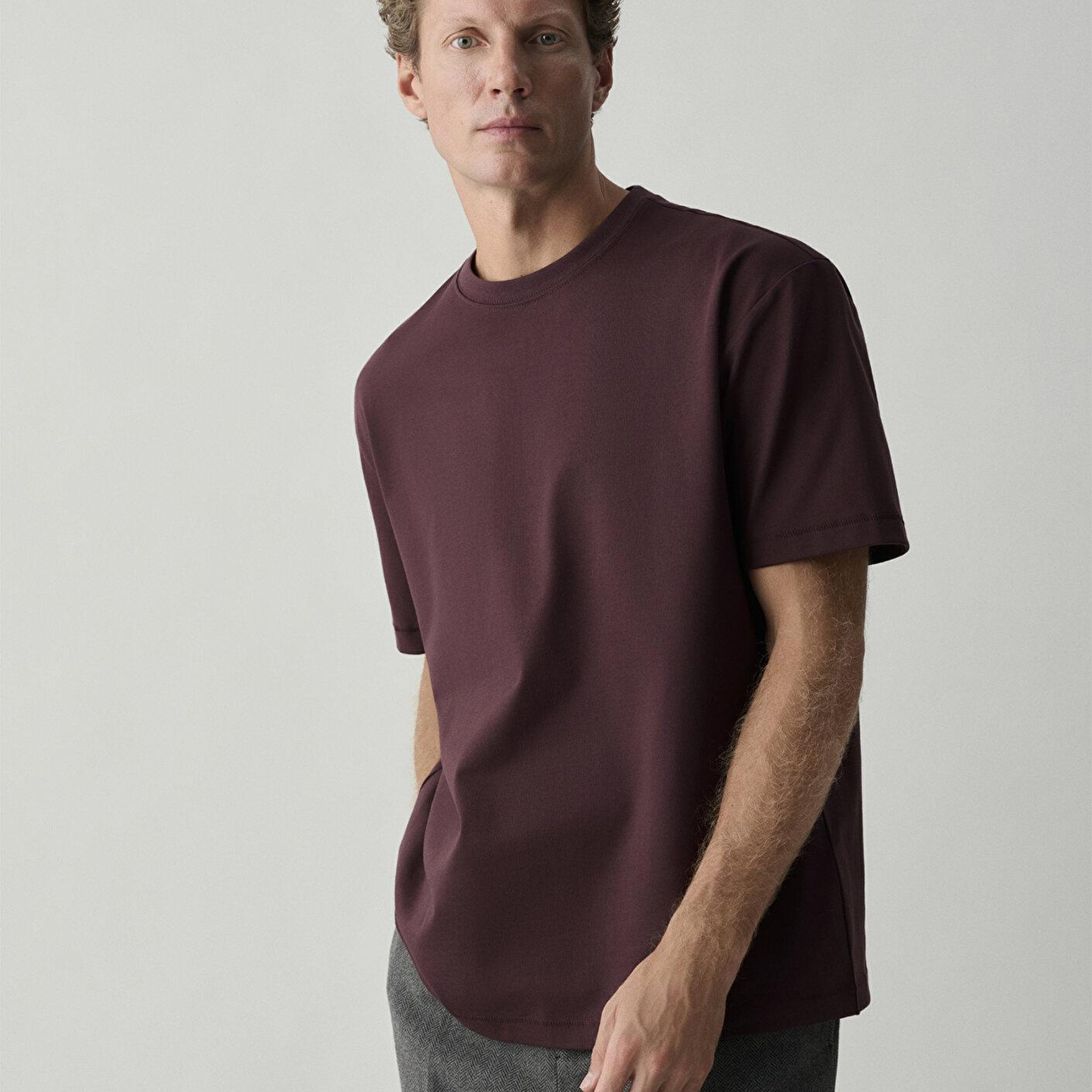 Mavi Bisiklet Yaka Mor Basic Tişört Loose Fit / Bol Rahat Kesim 0612269-70223