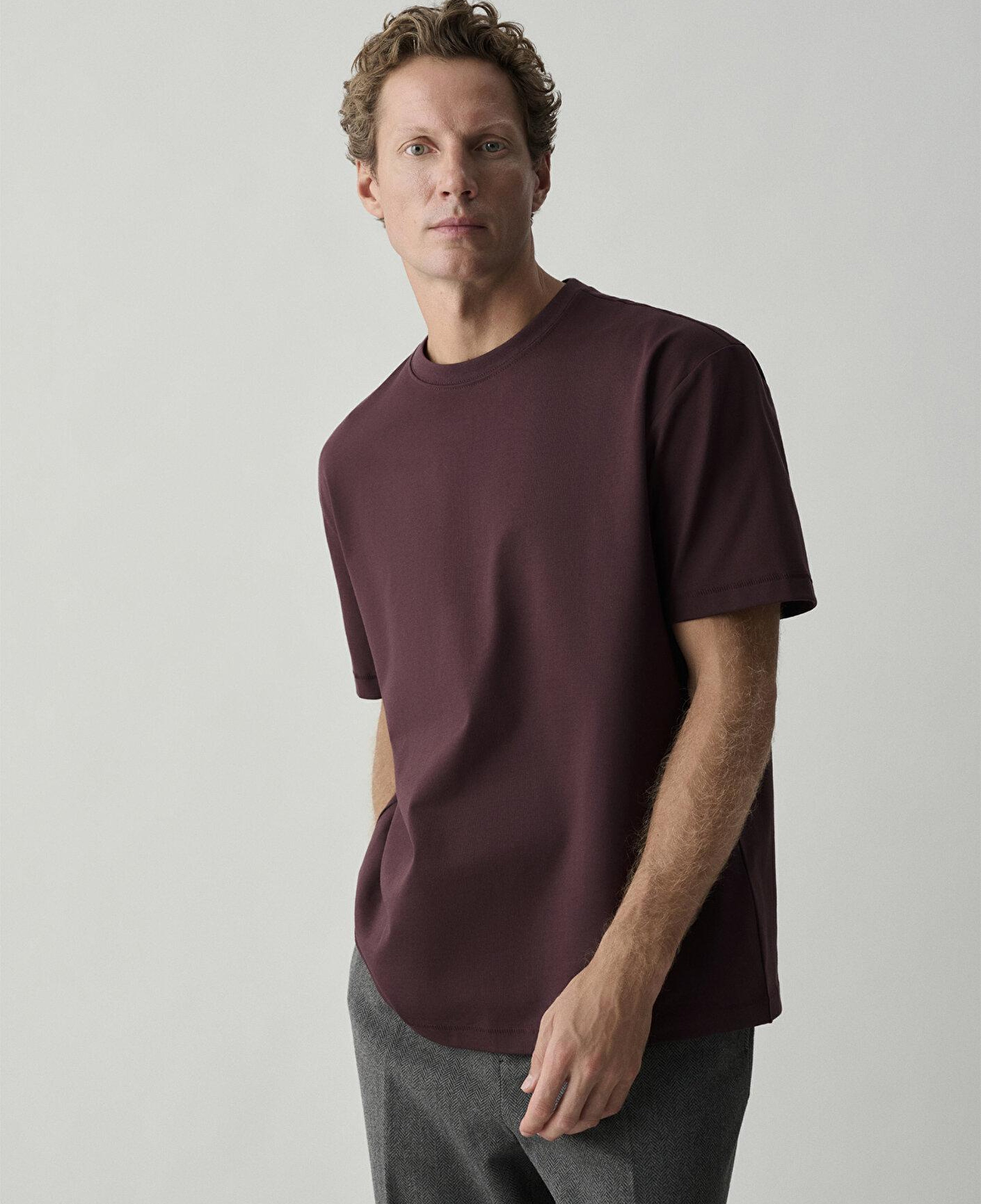 Mavi Bisiklet Yaka Mor Basic Tişört Loose Fit / Bol Rahat Kesim 0612269-70223