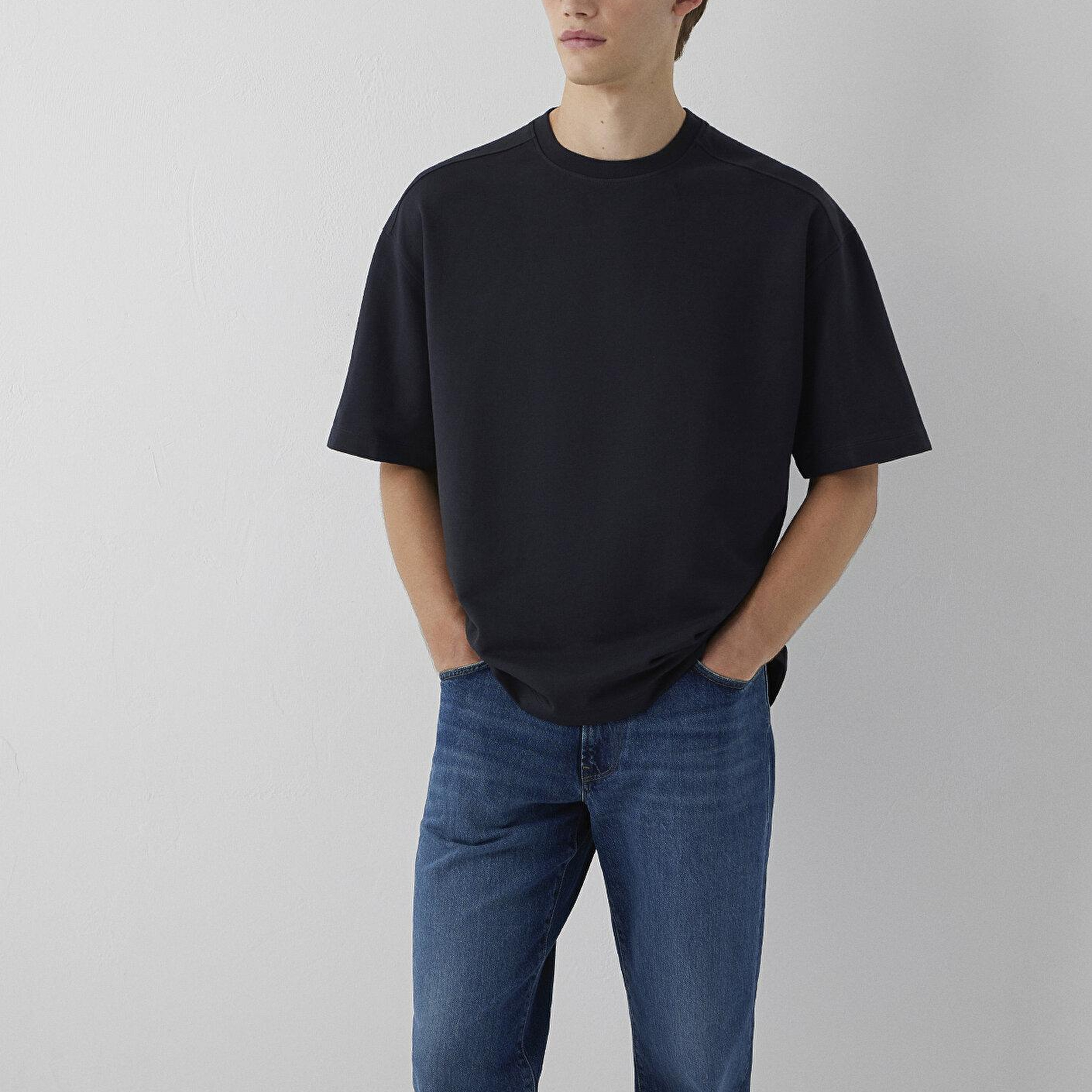 Mavi Antrasit Basic Tişört Oversize / Geniş Kesim 0613504-80022
