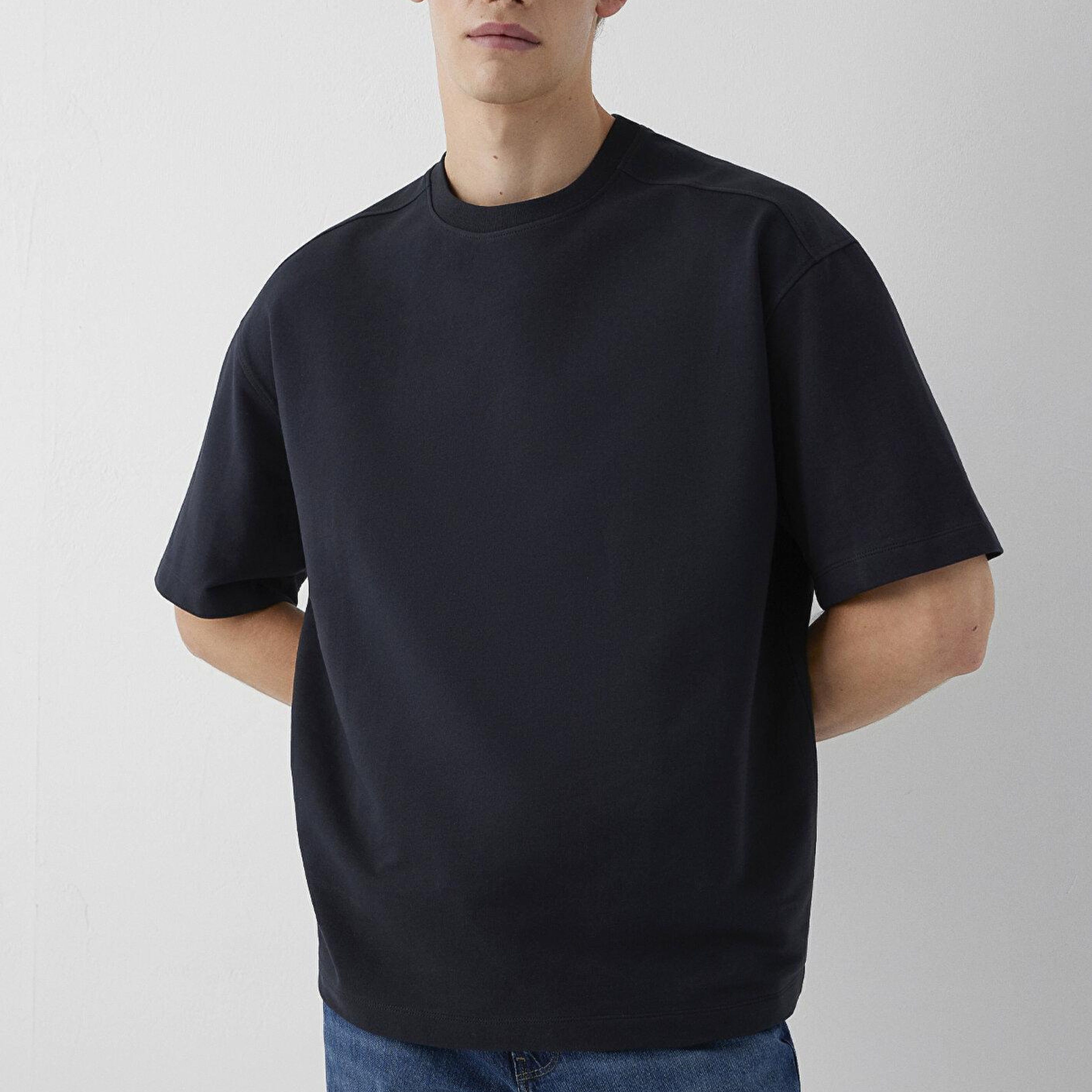 Mavi Antrasit Basic Tişört Oversize / Geniş Kesim 0613504-80022