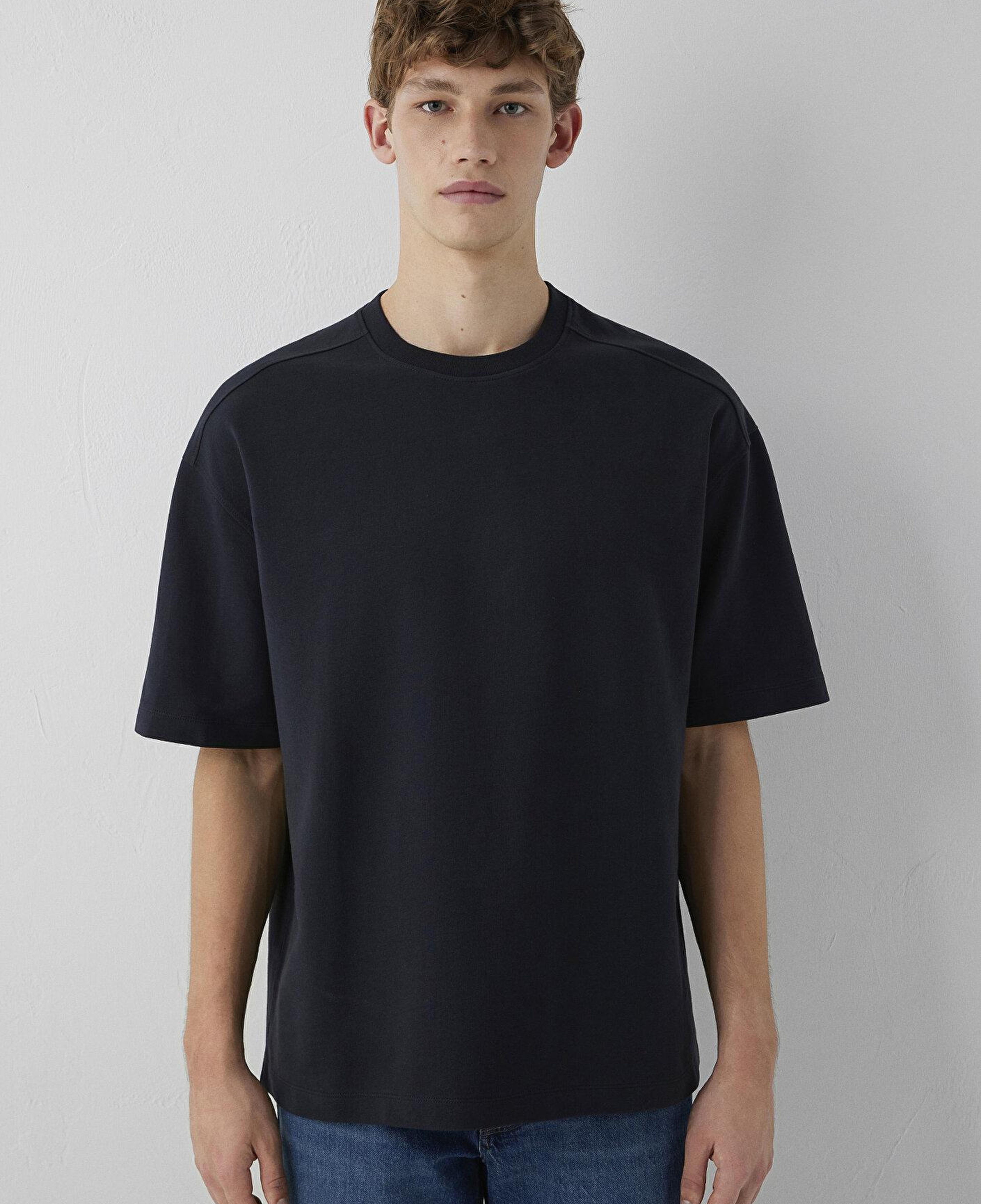 Mavi Antrasit Basic Tişört Oversize / Geniş Kesim 0613504-80022