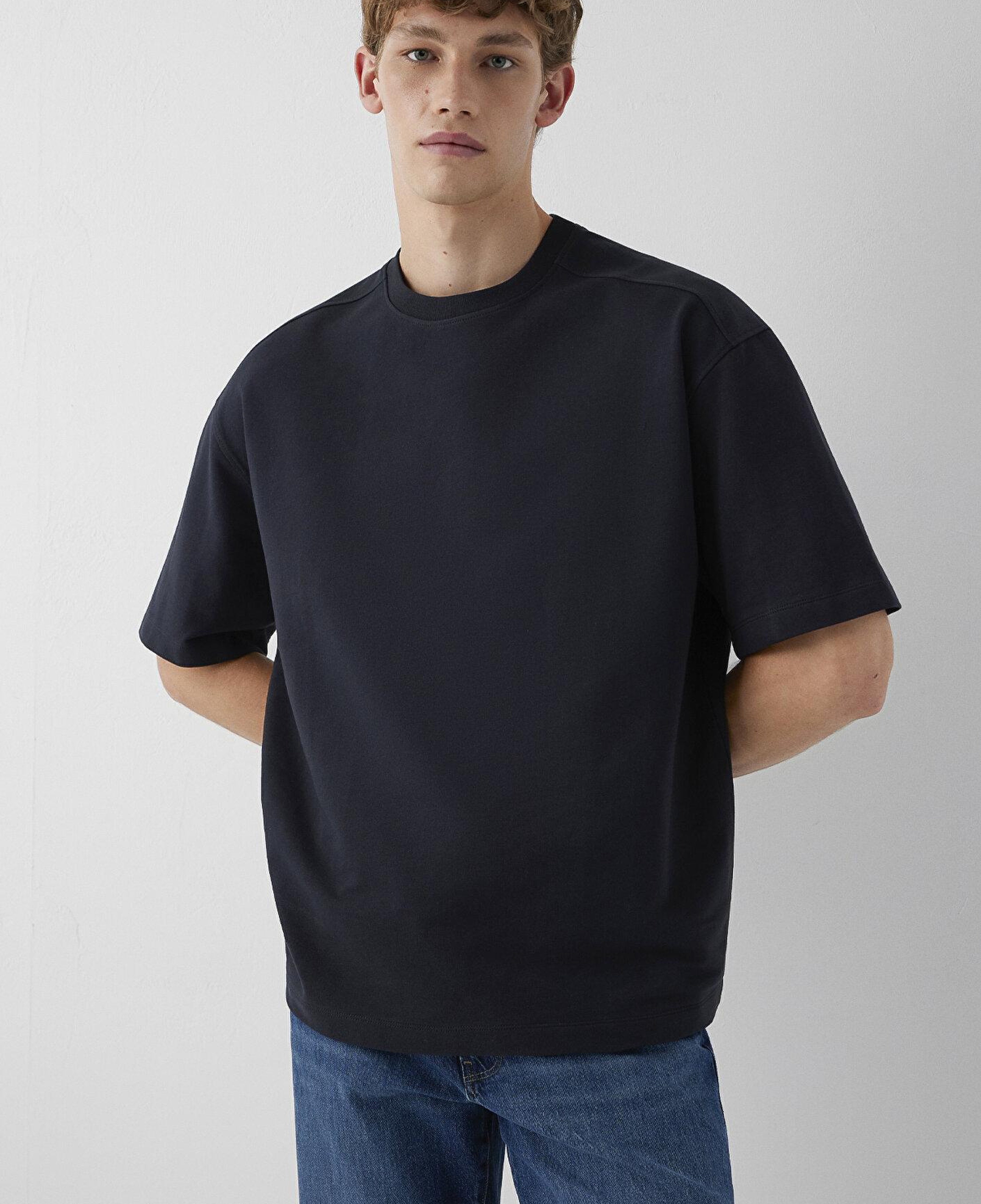 Mavi Antrasit Basic Tişört Oversize / Geniş Kesim 0613504-80022