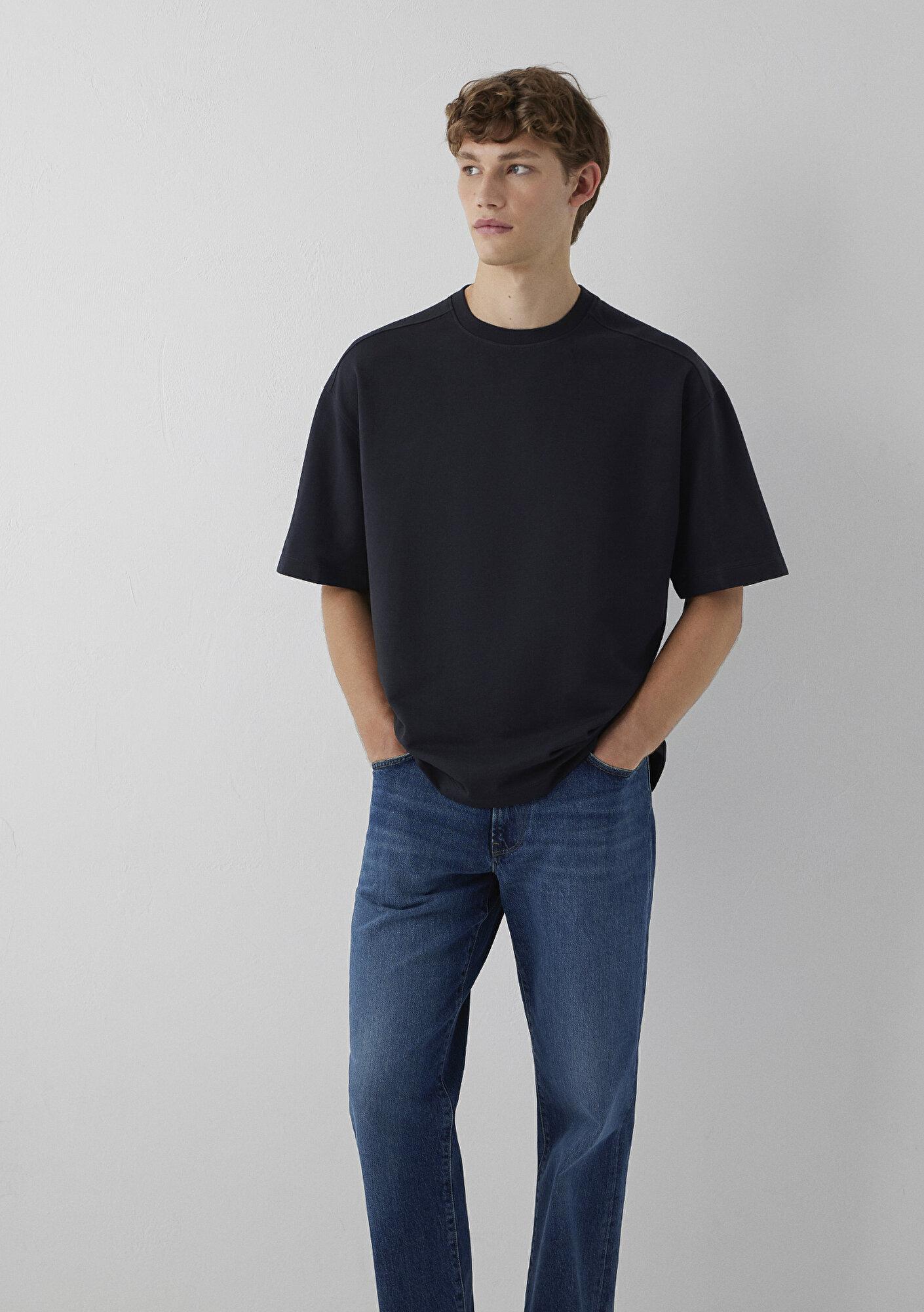 Mavi Antrasit Basic Tişört Oversize / Geniş Kesim 0613504-80022