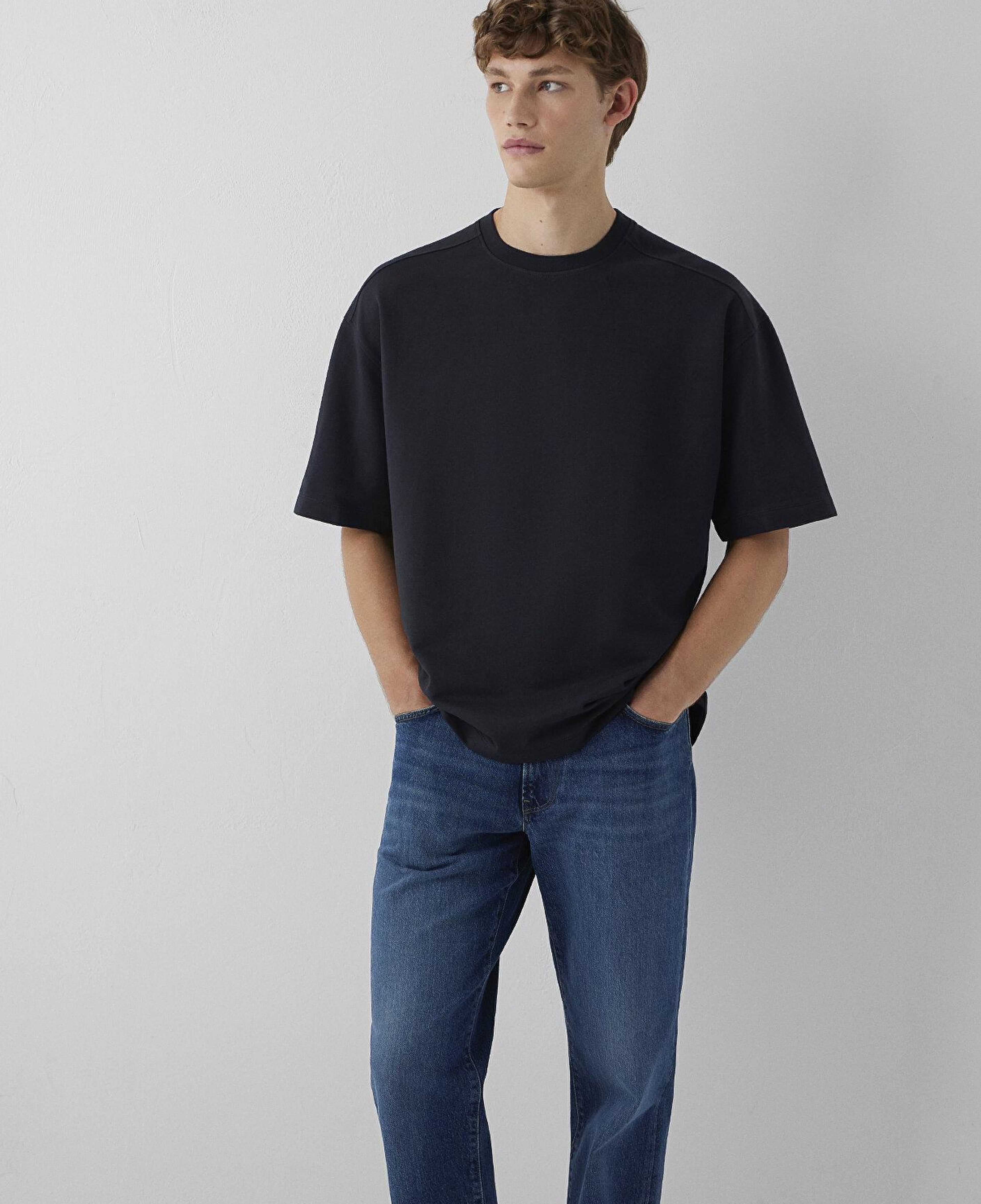 Mavi Antrasit Basic Tişört Oversize / Geniş Kesim 0613504-80022