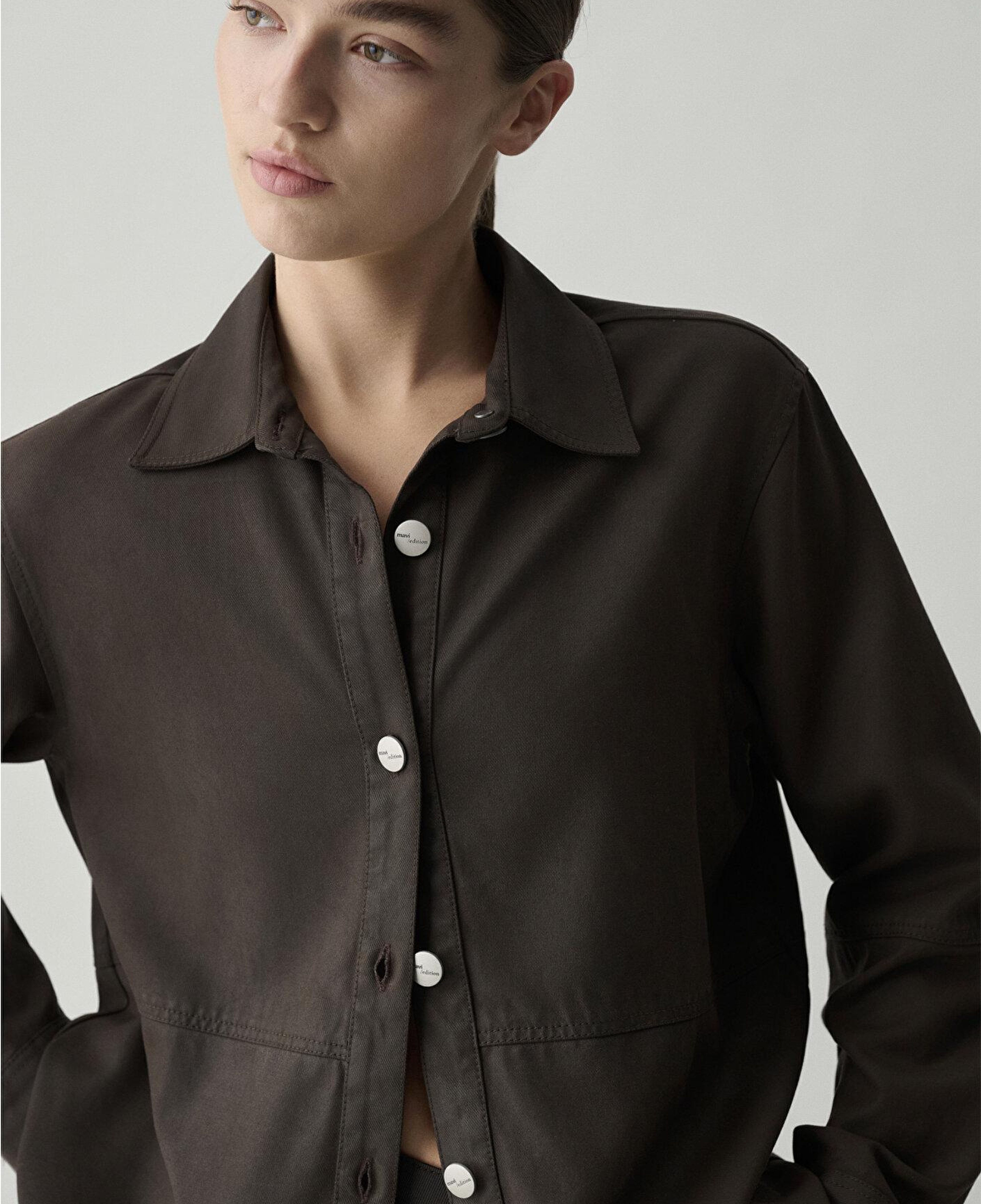 Mavi (Tencel TM) Lyocell Kahverengi Gömlek Oversize / Geniş Kesim 1211650-90707