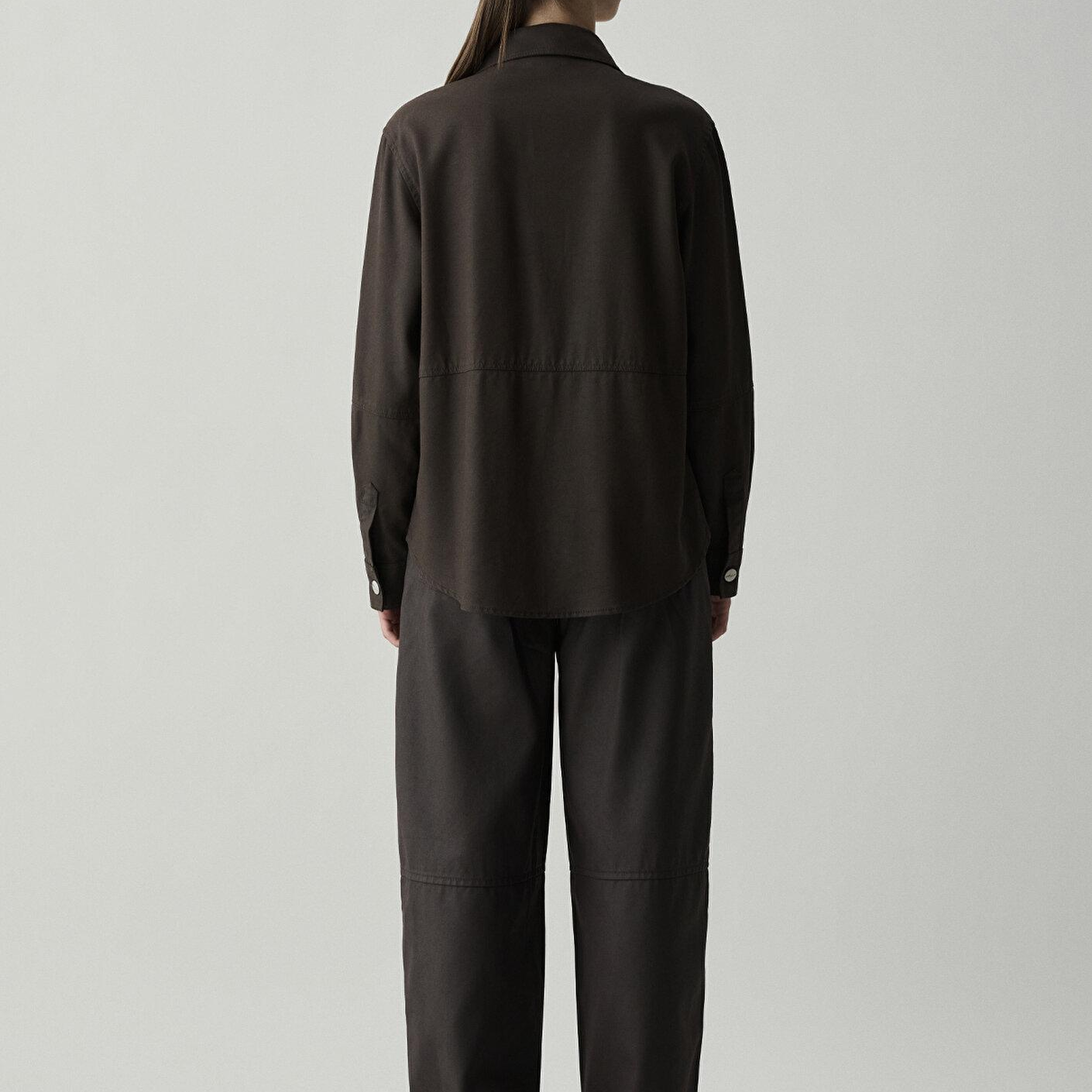 Mavi (Tencel TM) Lyocell Kahverengi Gömlek Oversize / Geniş Kesim 1211650-90707