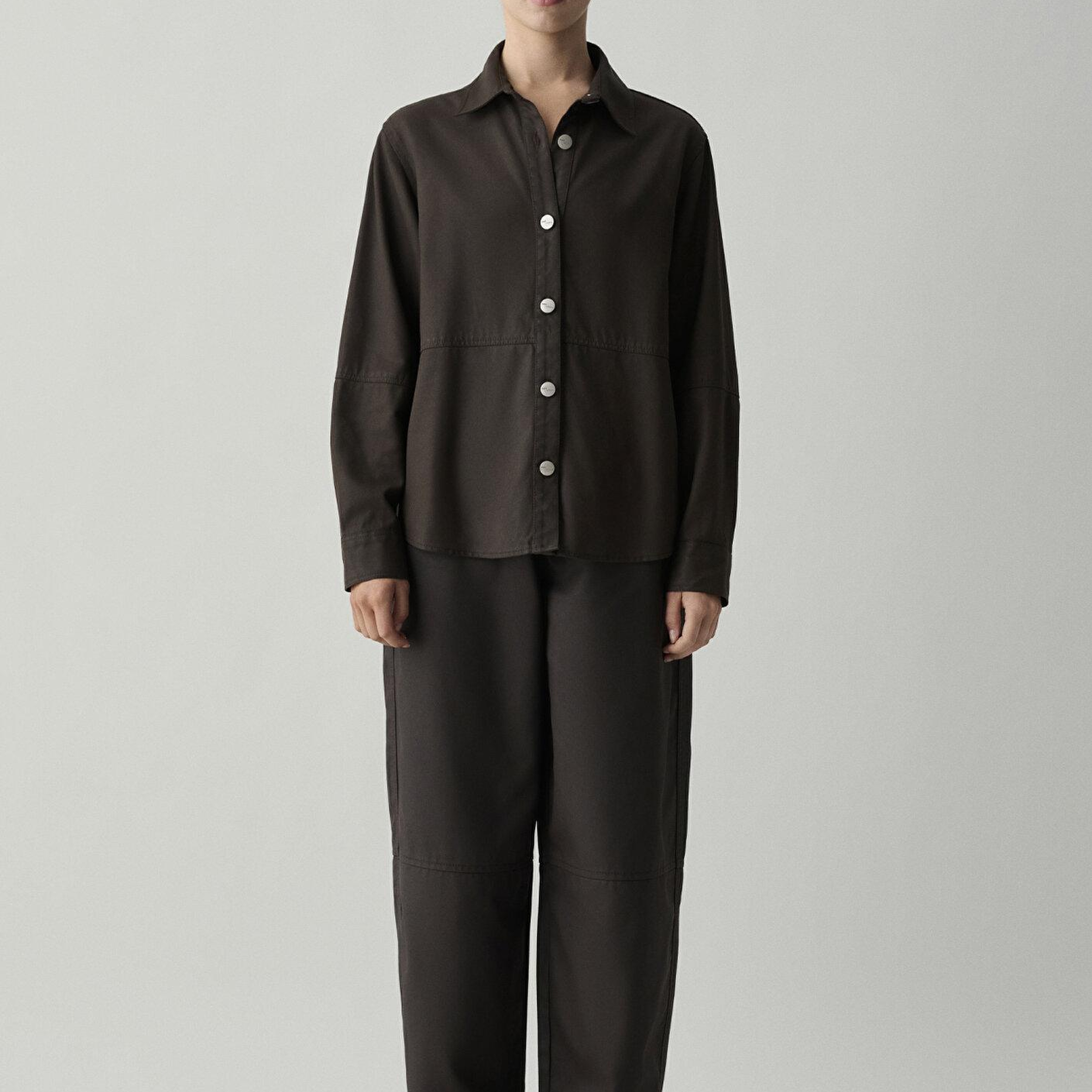 Mavi (Tencel TM) Lyocell Kahverengi Gömlek Oversize / Geniş Kesim 1211650-90707