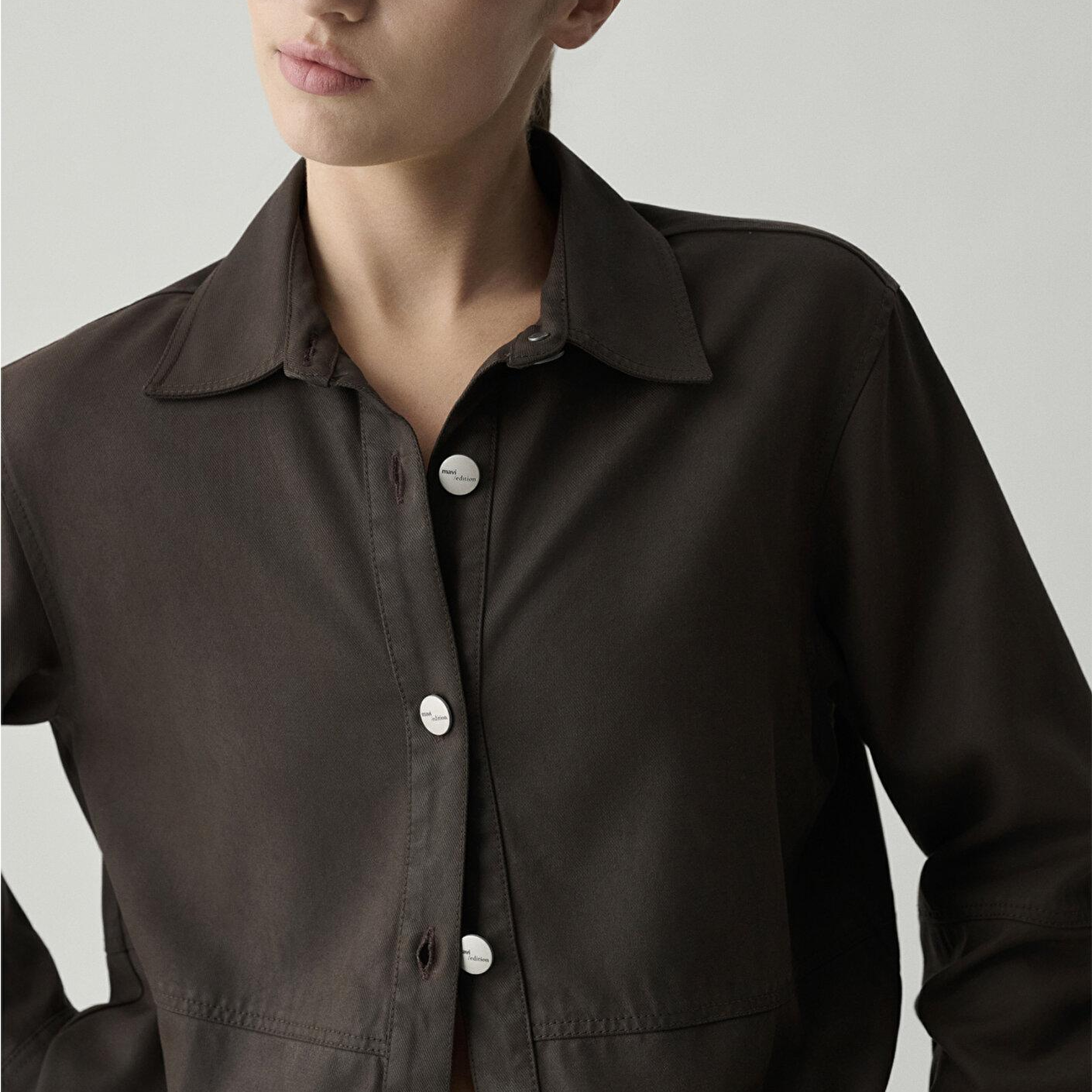 Mavi (Tencel TM) Lyocell Kahverengi Gömlek Oversize / Geniş Kesim 1211650-90707