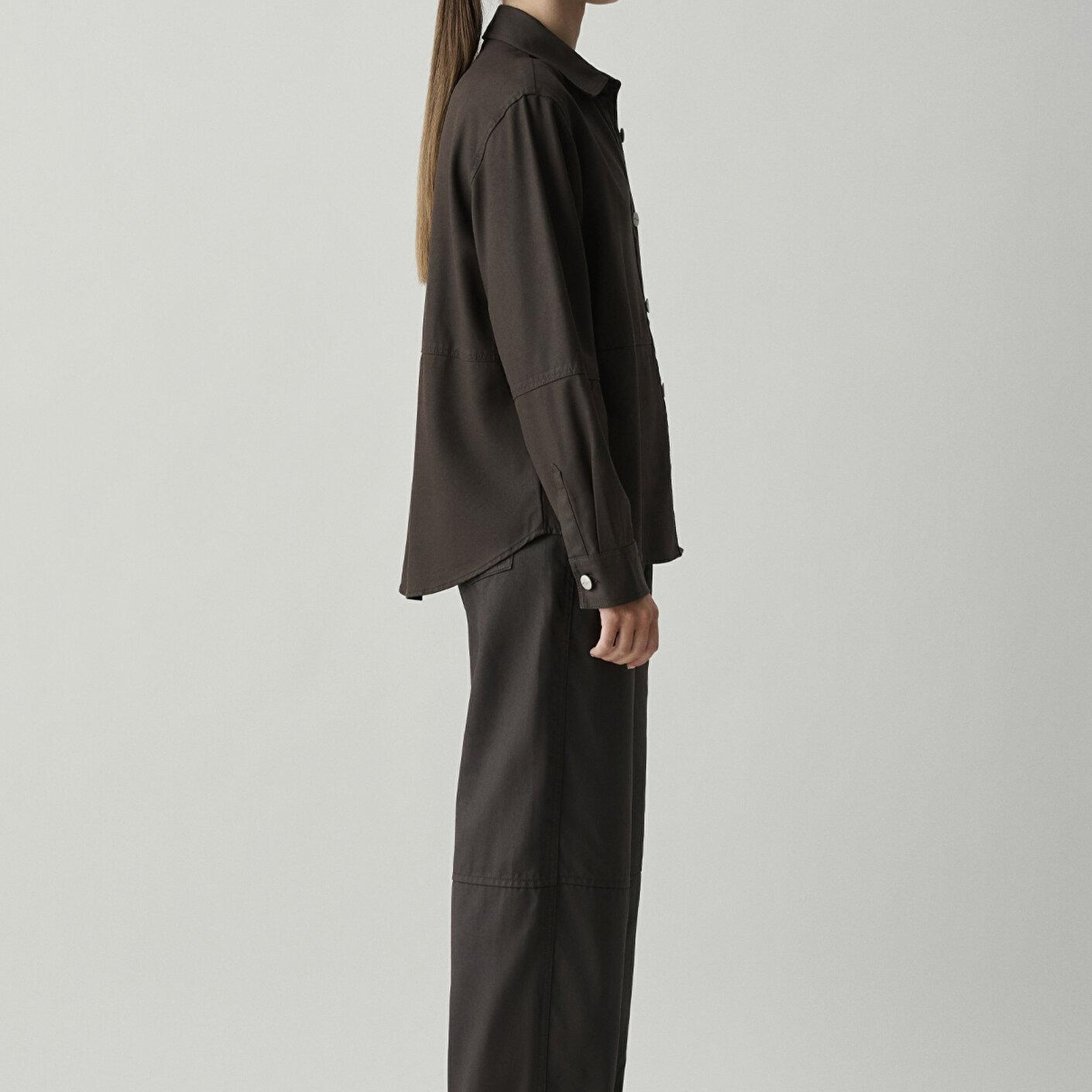 Mavi (Tencel TM) Lyocell Kahverengi Gömlek Oversize / Geniş Kesim 1211650-90707