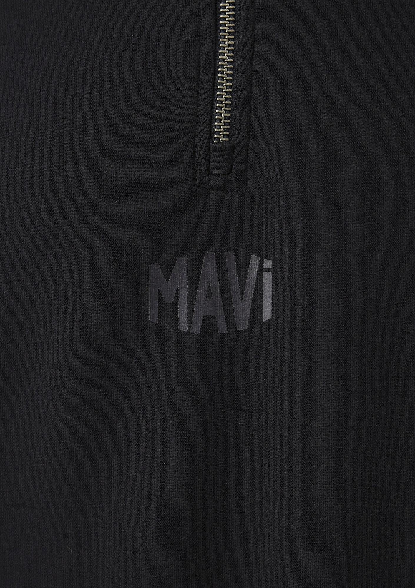 Mavi Mavi Logo Baskılı Yarı Fermuarlı Siyah Sweatshirt 0S10681-900