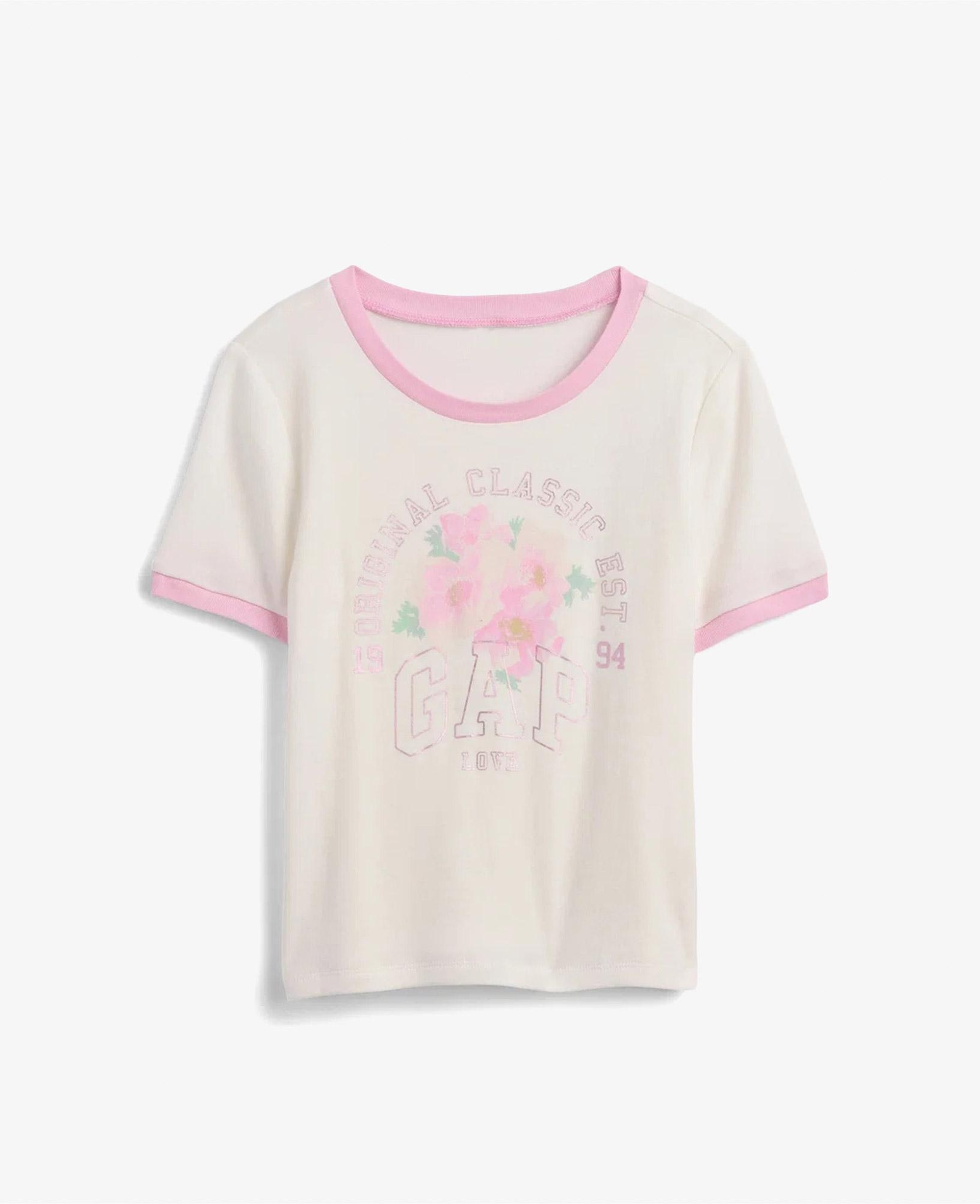 Gap Ringer Grafik Baskılı Çocuk Krem T-Shirt