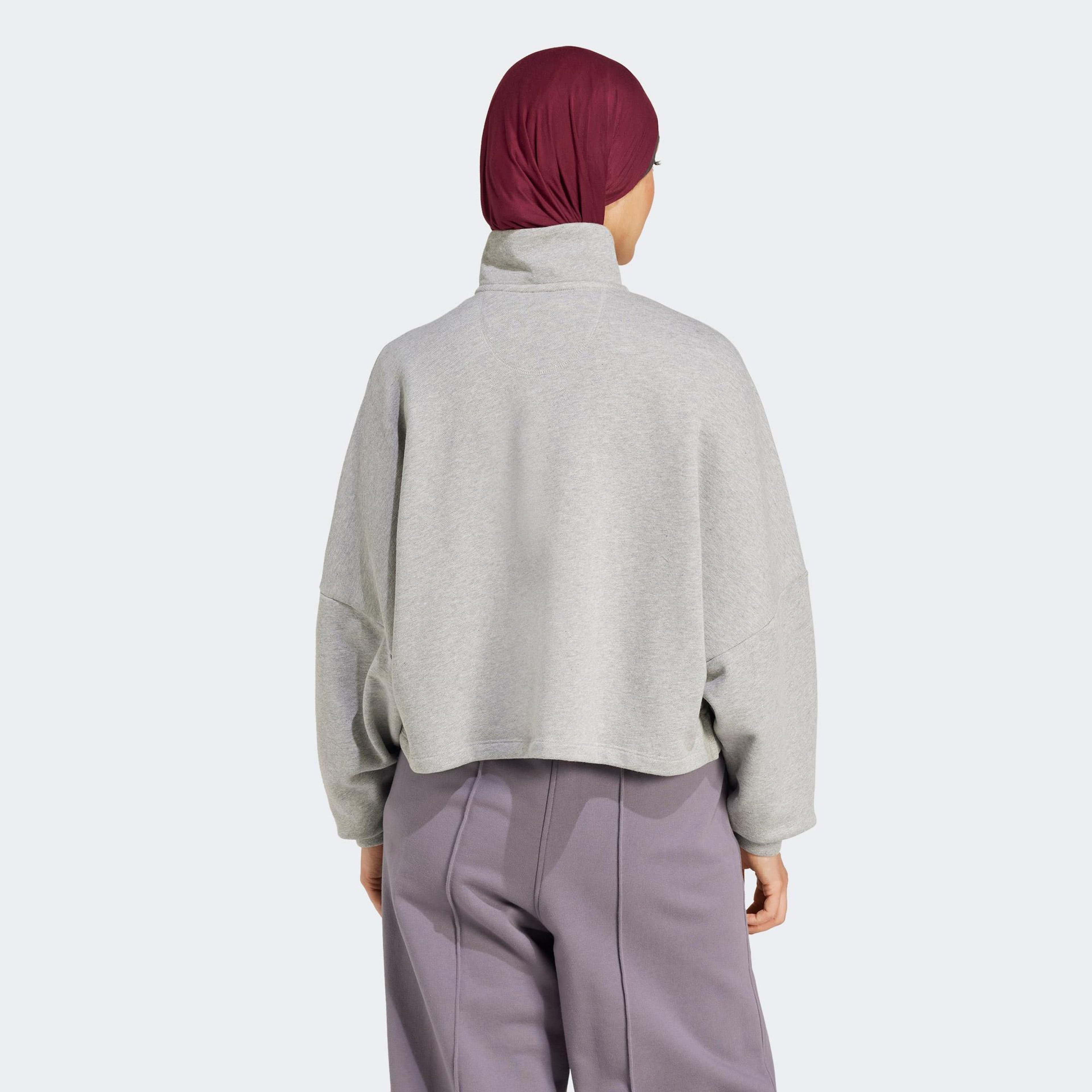 adidas Essentials Fleece Kadın Gri Sweatshirt