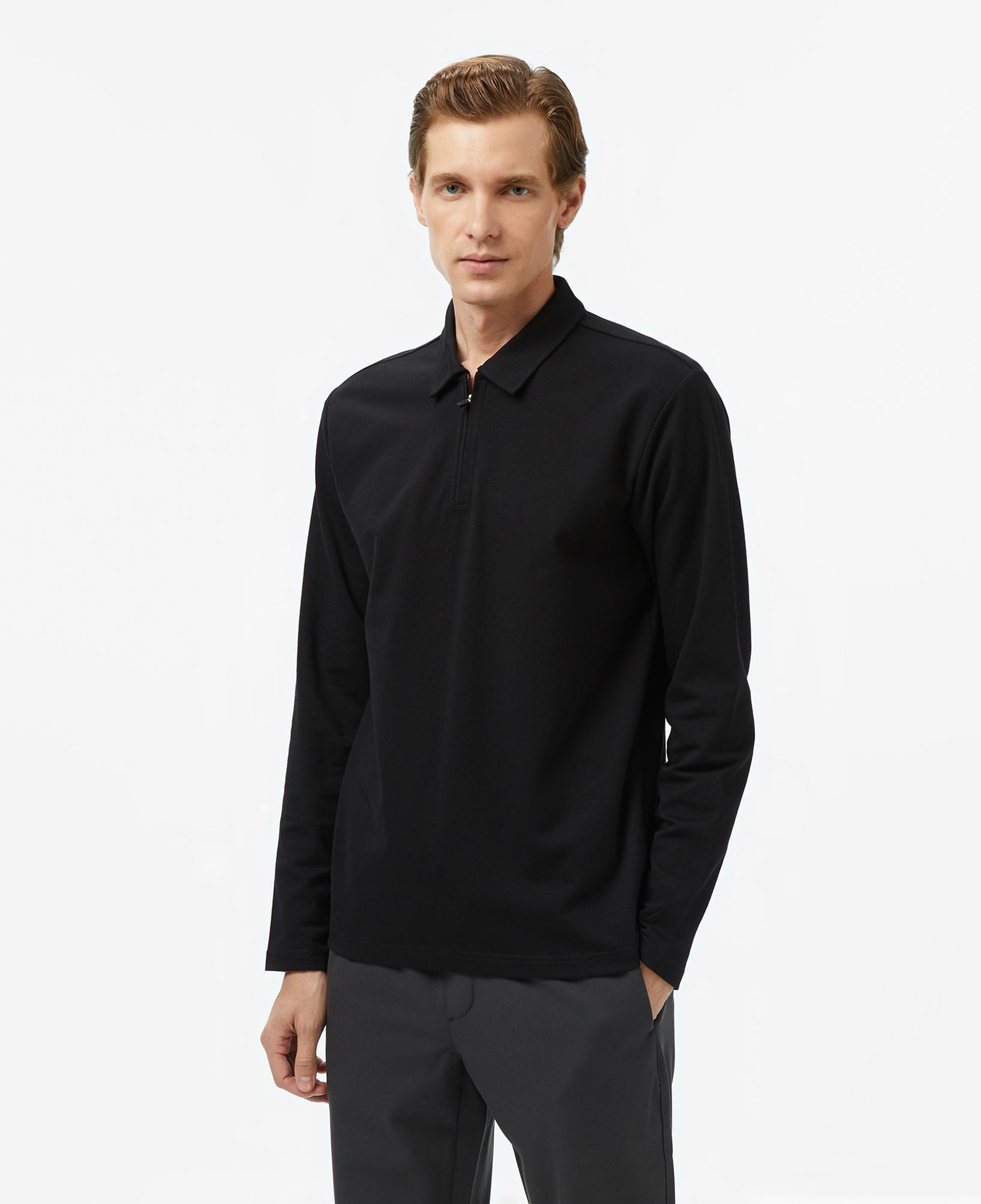 Nautica Erkek Siyah Classic Fit Uzun Kollu Polo Yaka T-Shirt