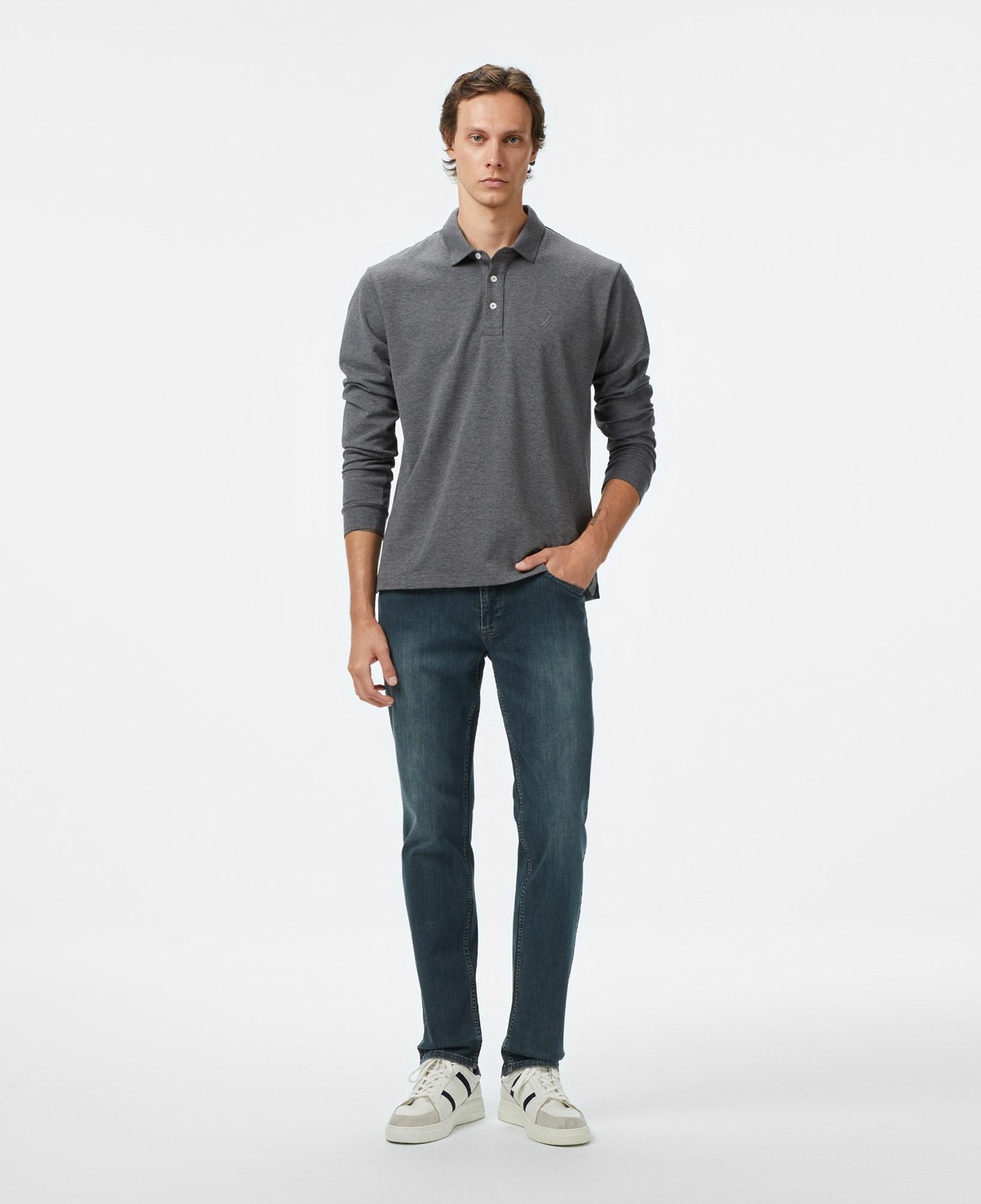 Nautica Classic Fit Erkek Uzun Kollu Polo Yaka Gri T-shirt