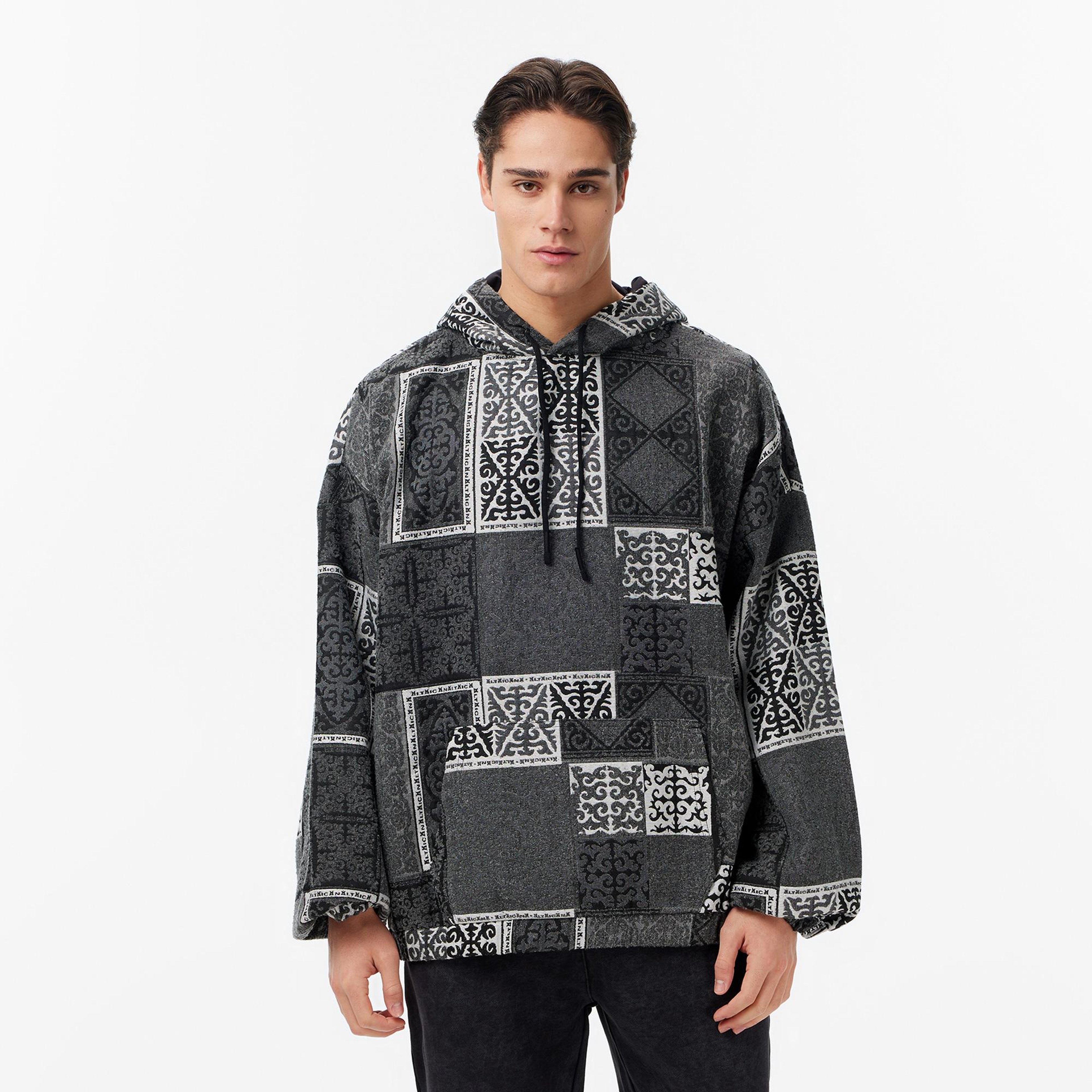 Les Benjamins 029 Erkek Gri Hoodie