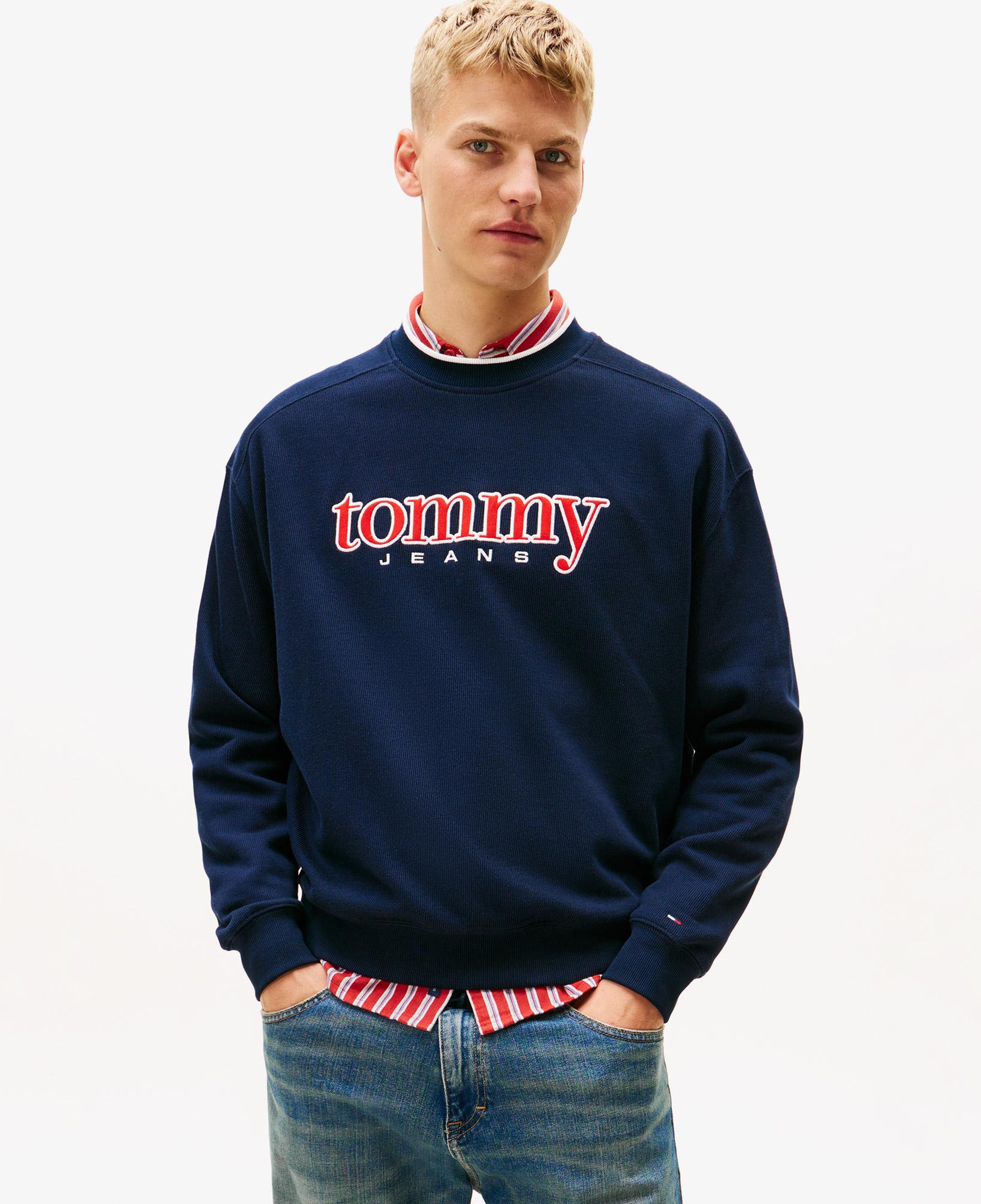 Tommy Hilfiger Erkek 90s Texture Graphic Erkek Lacivert Sweatshirt