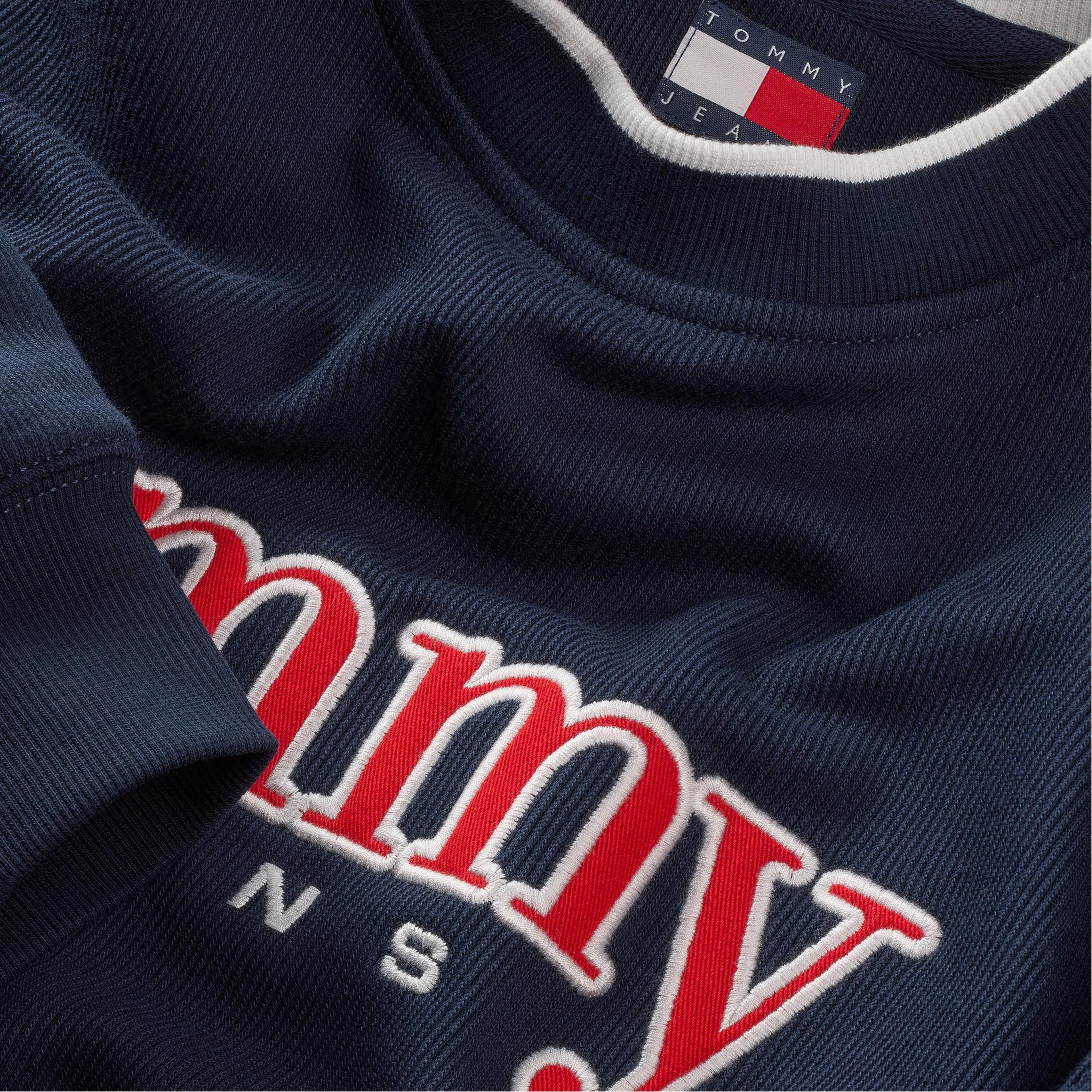 Tommy Hilfiger Erkek 90s Texture Graphic Erkek Lacivert Sweatshirt