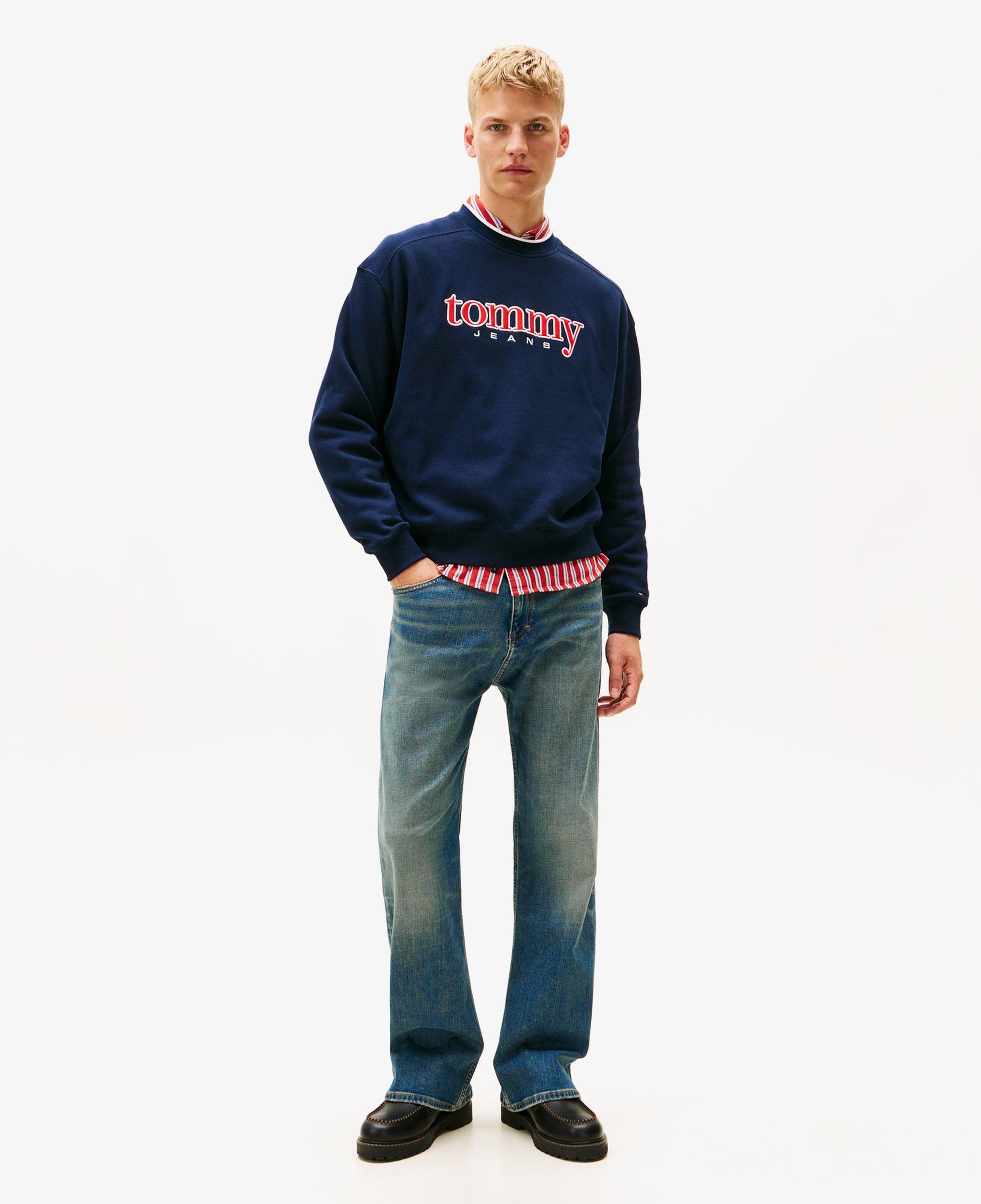 Tommy Hilfiger Erkek 90s Texture Graphic Erkek Lacivert Sweatshirt