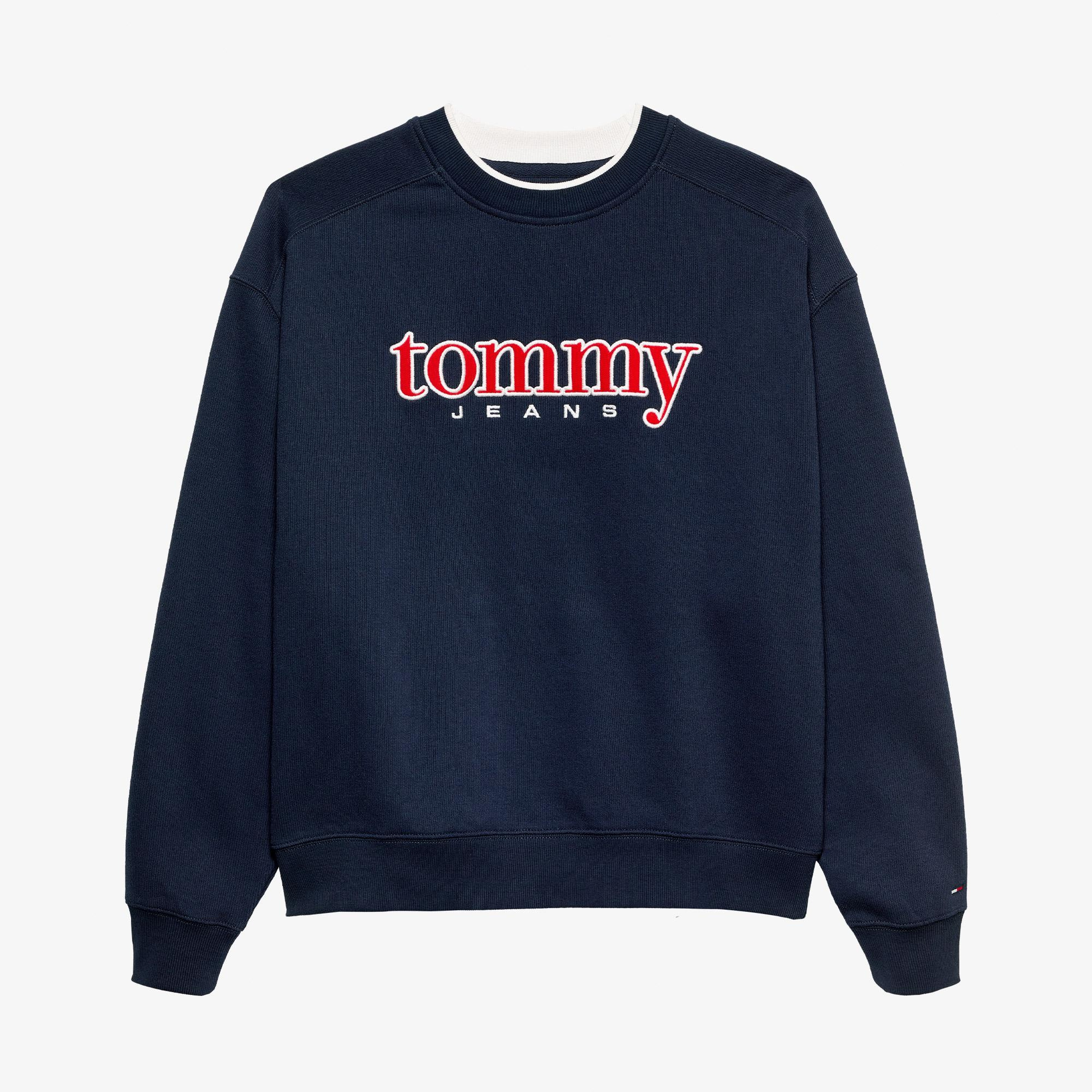 Tommy Hilfiger Erkek 90s Texture Graphic Erkek Lacivert Sweatshirt