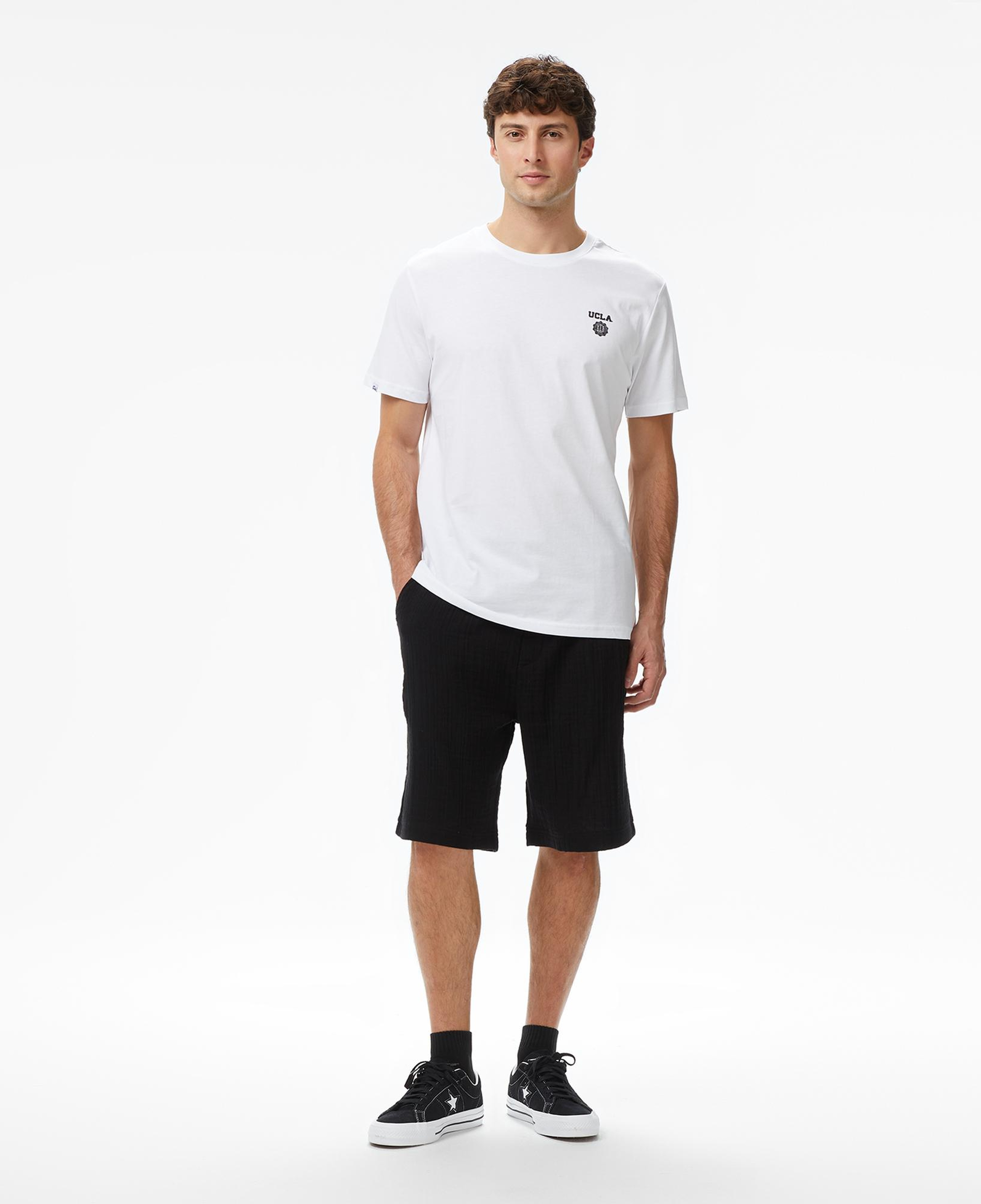 Ucla Bass Erkek Beyaz Bisiklet Yaka T-shirt