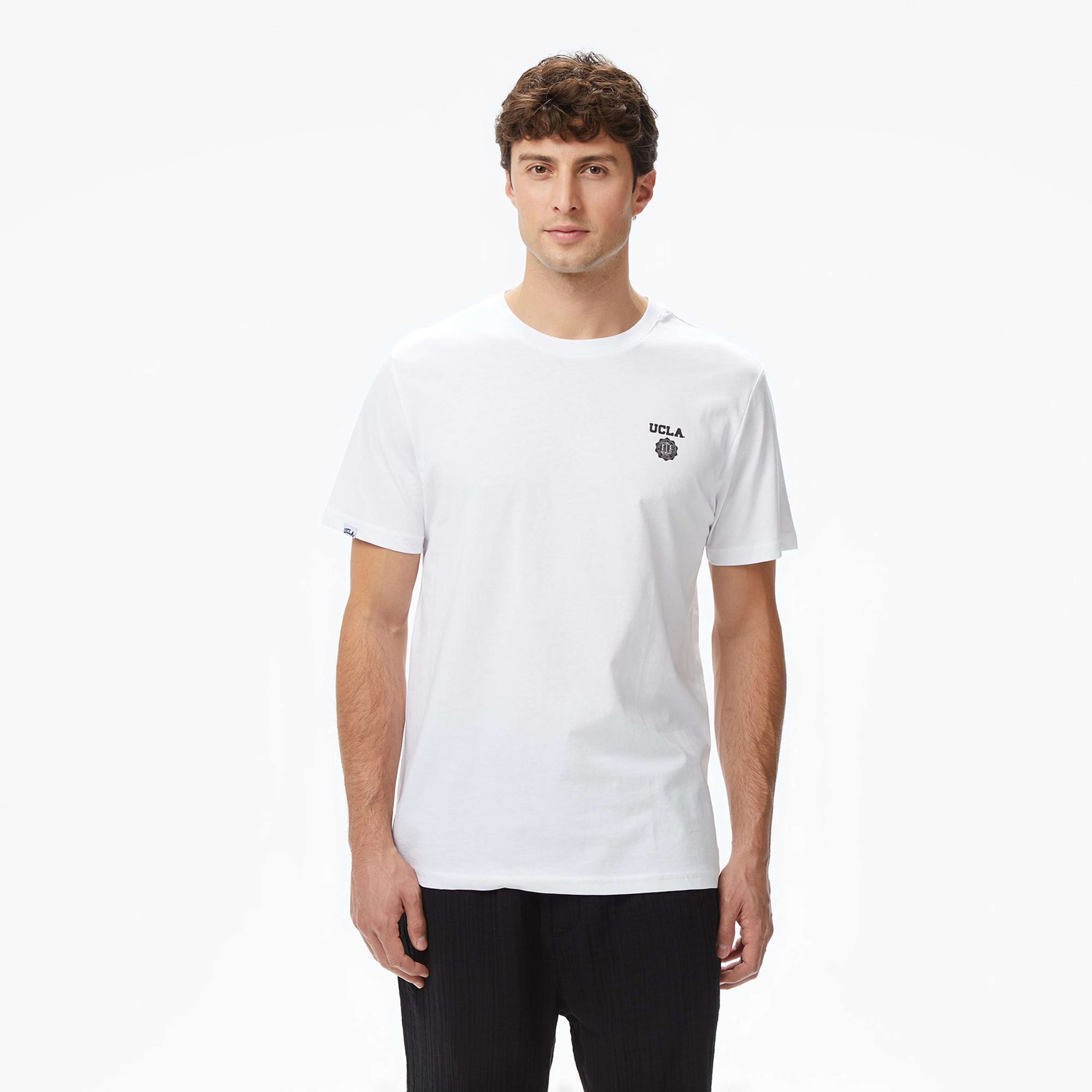 Ucla Bass Erkek Beyaz Bisiklet Yaka T-shirt