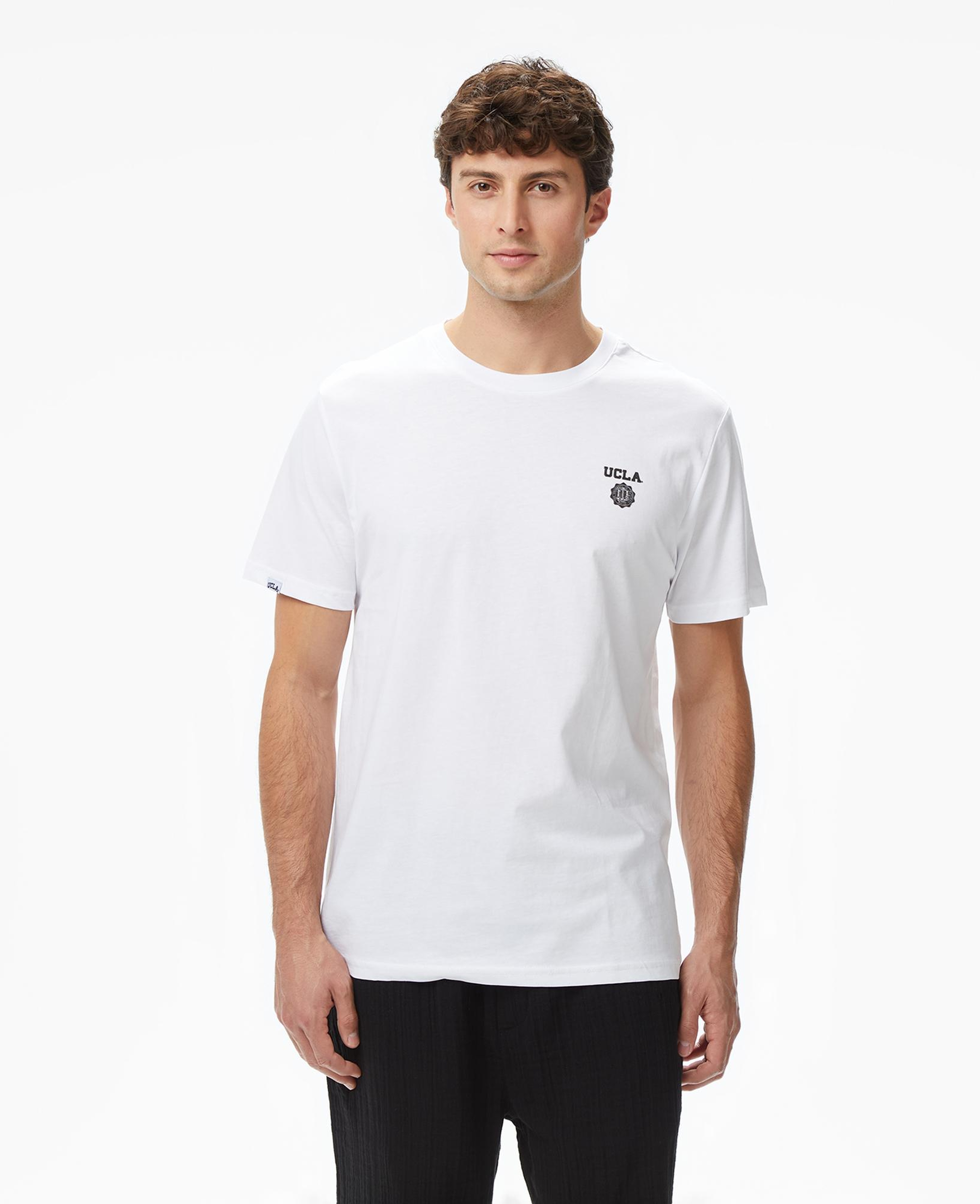 Ucla Bass Erkek Beyaz Bisiklet Yaka T-shirt