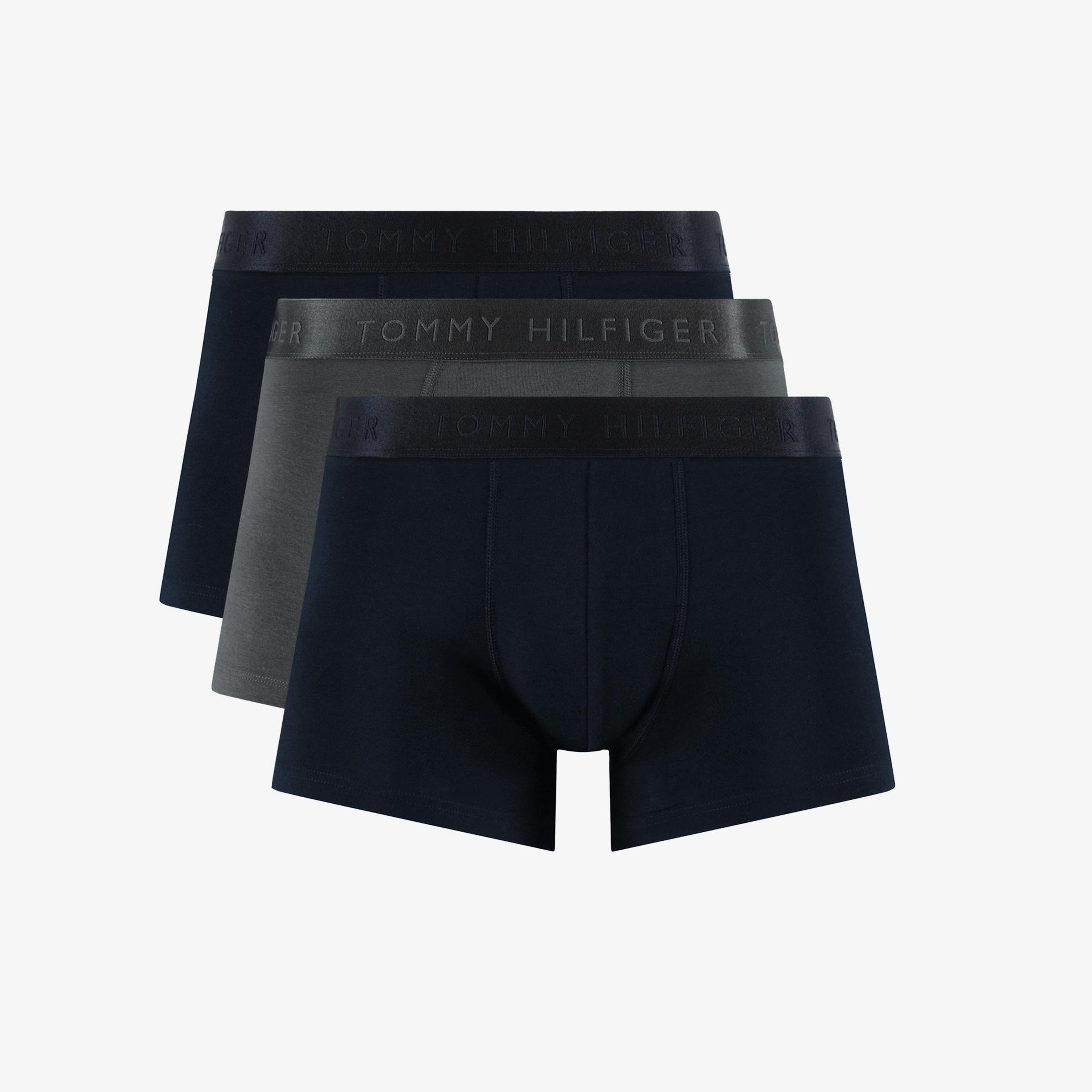 Tommy Hilfiger Trunk 3'lü Siyah Bantlı Modal Erkek Siyah/Gri Boxer