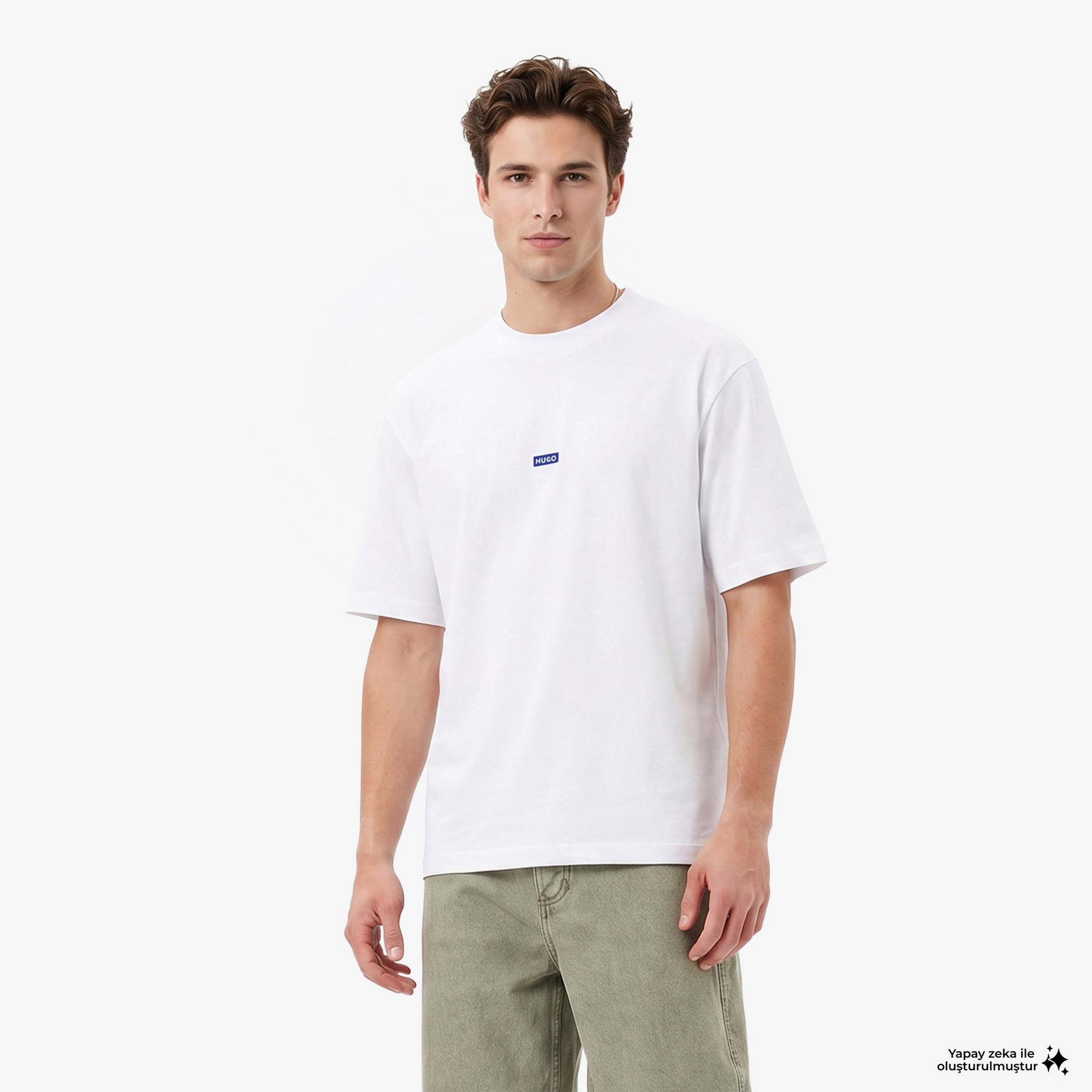 Hugo Boss Logo Patch Erkek Beyaz T-Shirt