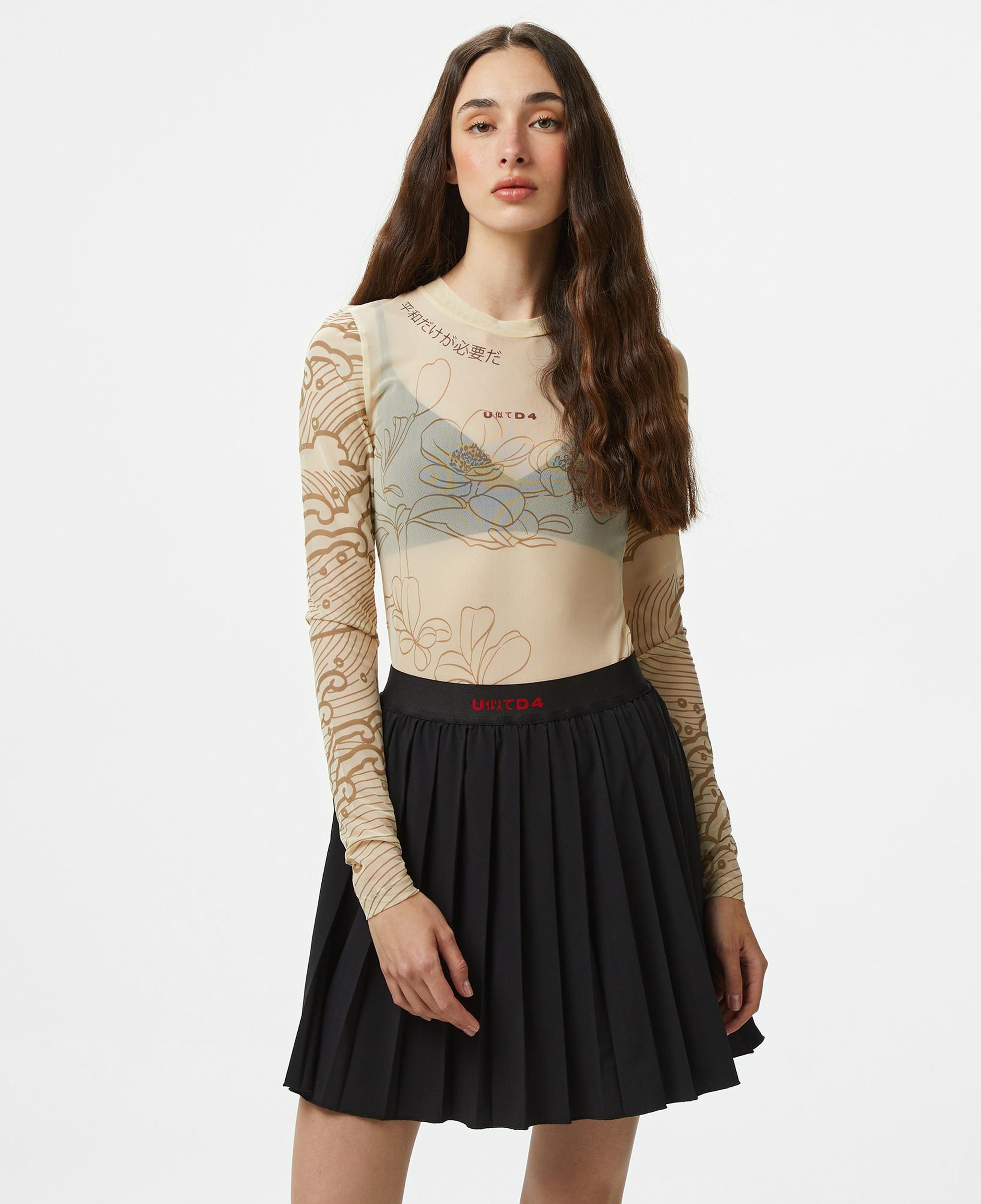 UNITED4 Tulle Dragon Kadın Krem T-Shirt