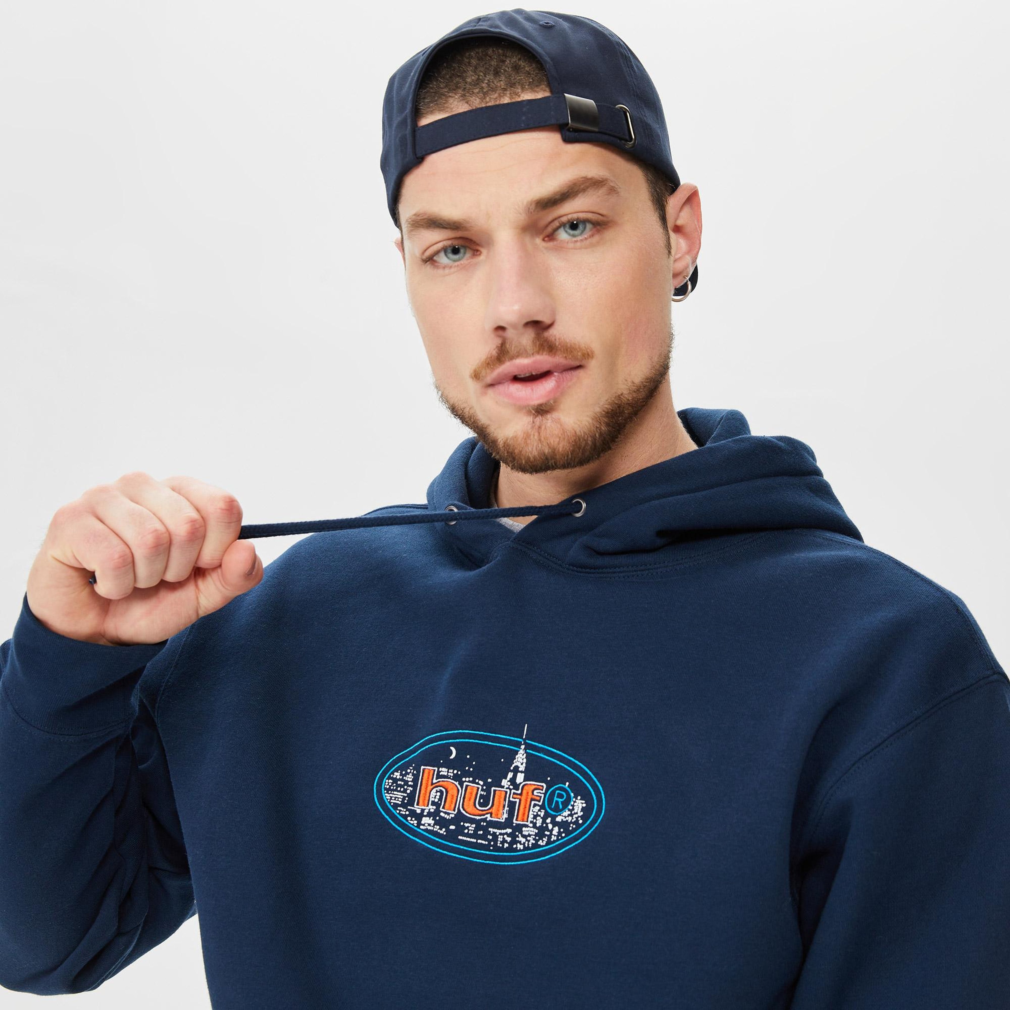Huf City Lights Erkek Lacivert Hoodie