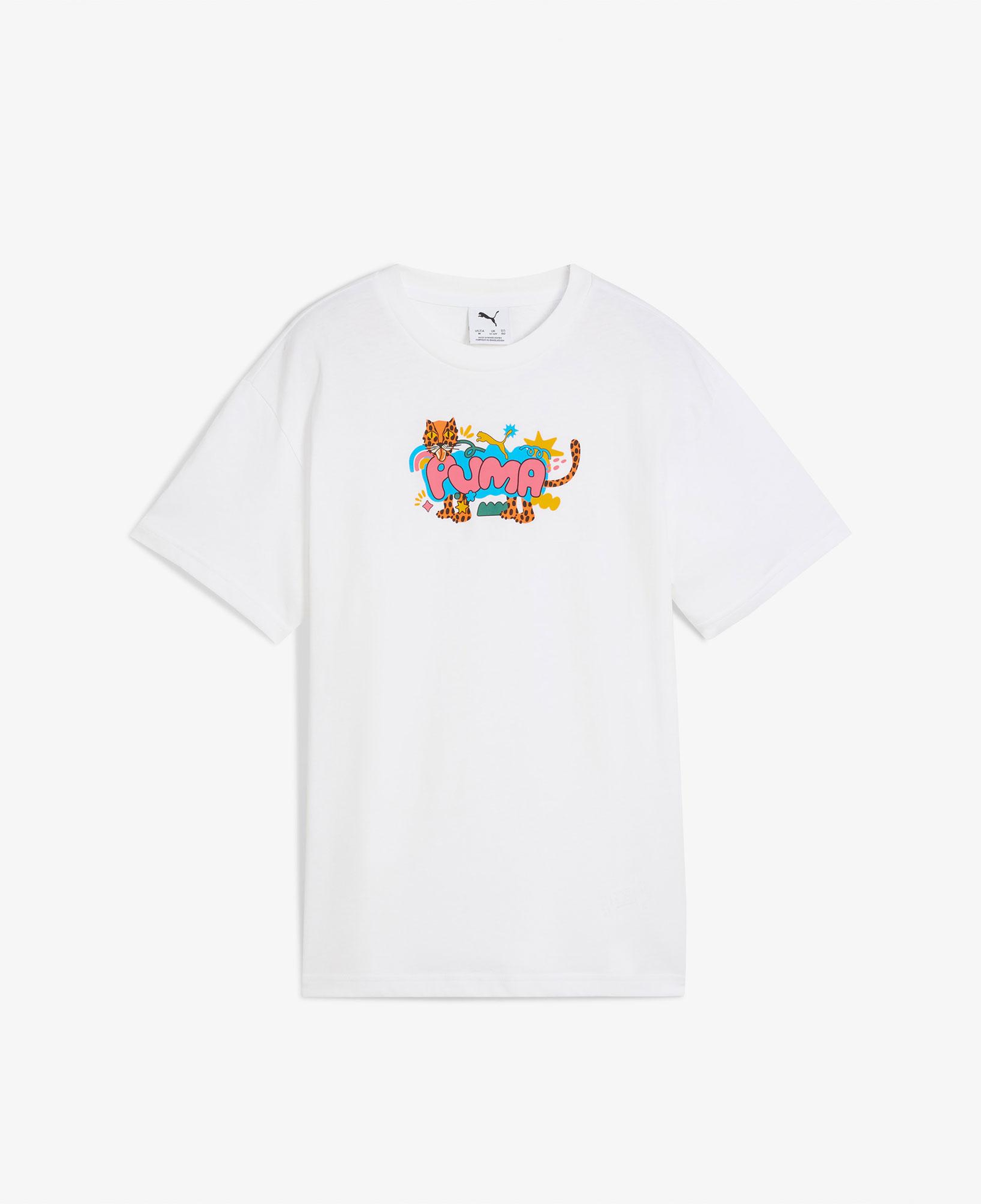 Puma Graphic Leopard Çocuk Beyaz T-Shirt