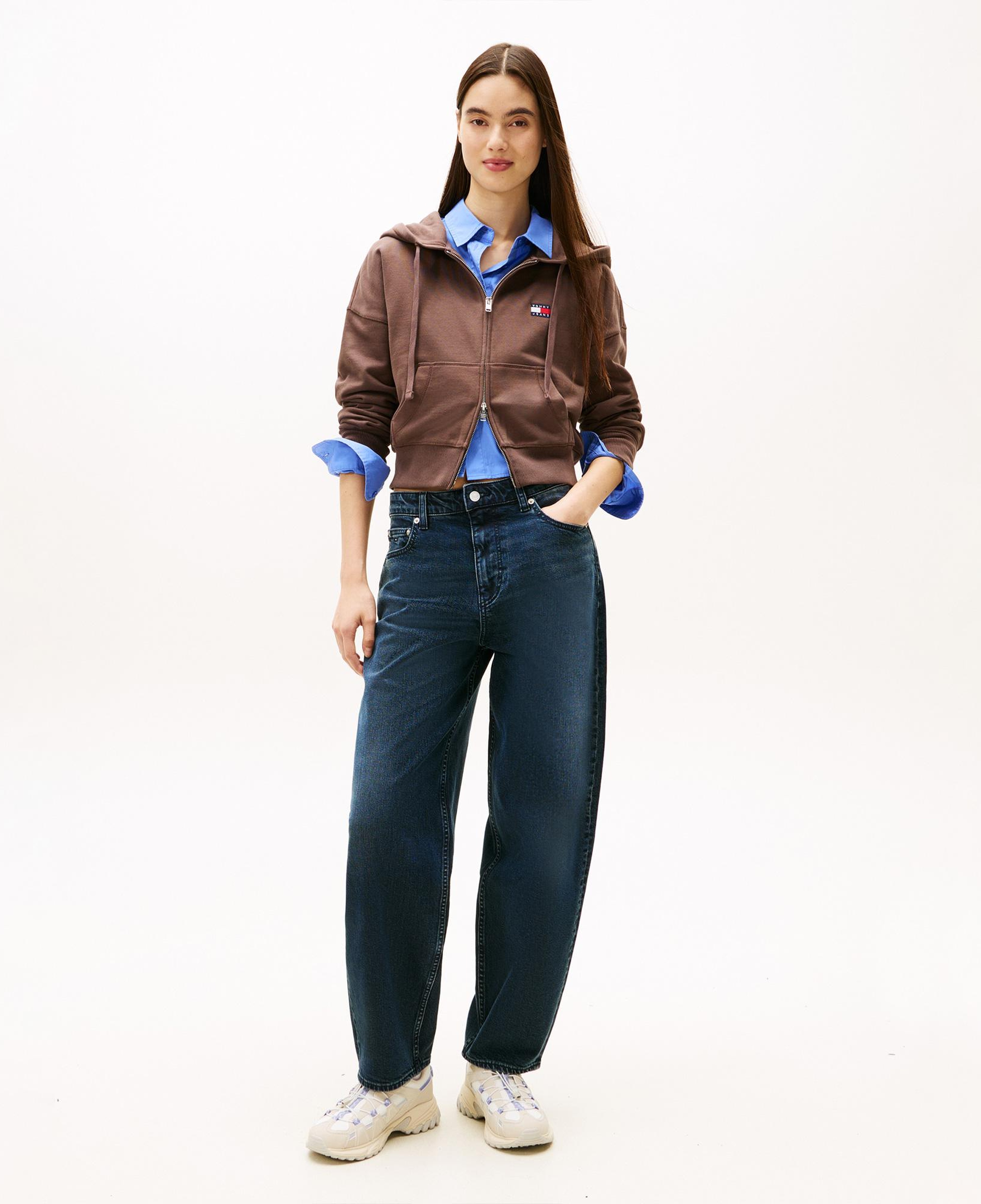 Tommy Hilfiger Bxy Crop Zip Kadın Kahverengi Sweatshirt