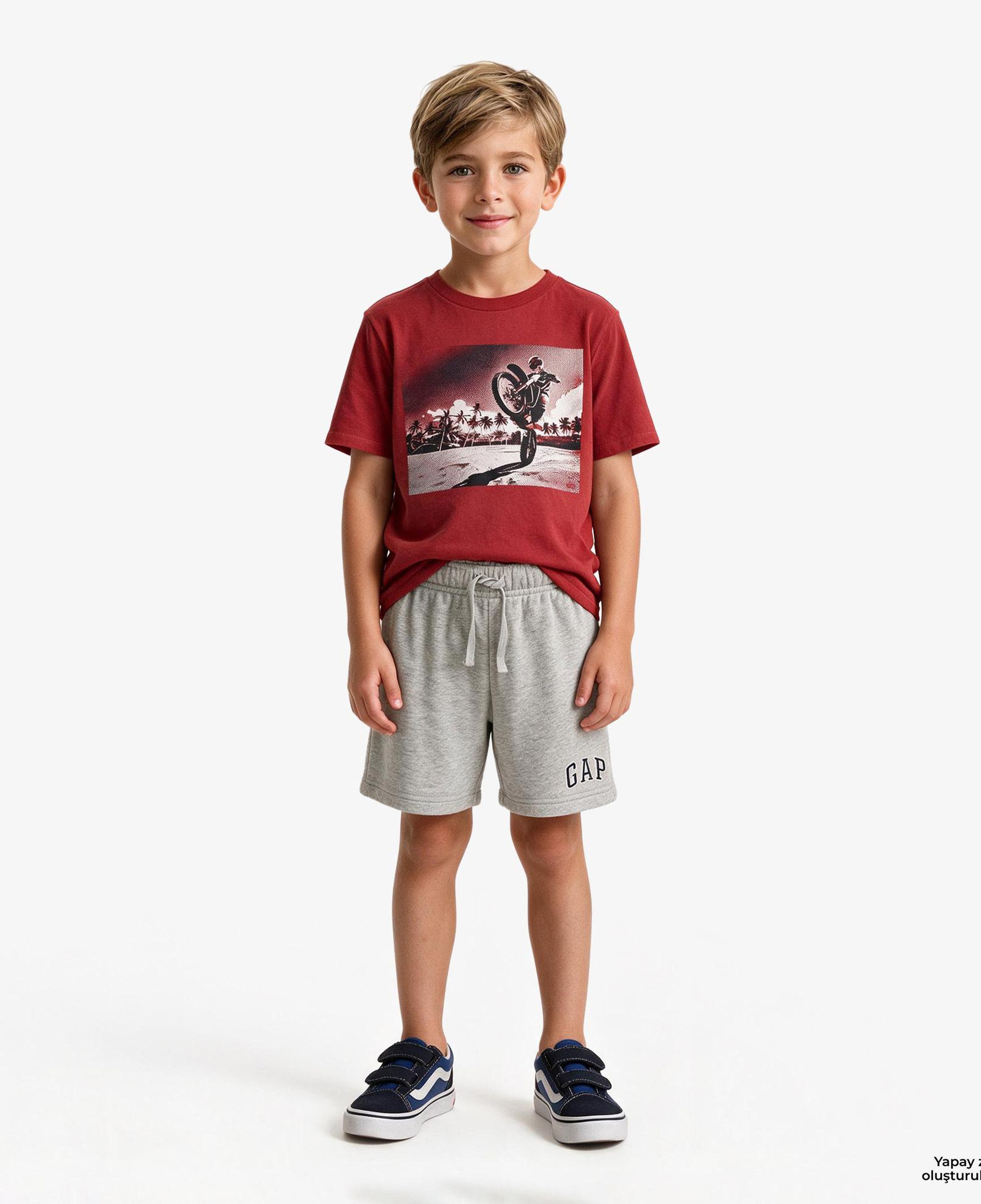 Gap Havlu Kumaş Relaxed Fit Çocuk Gri Şort