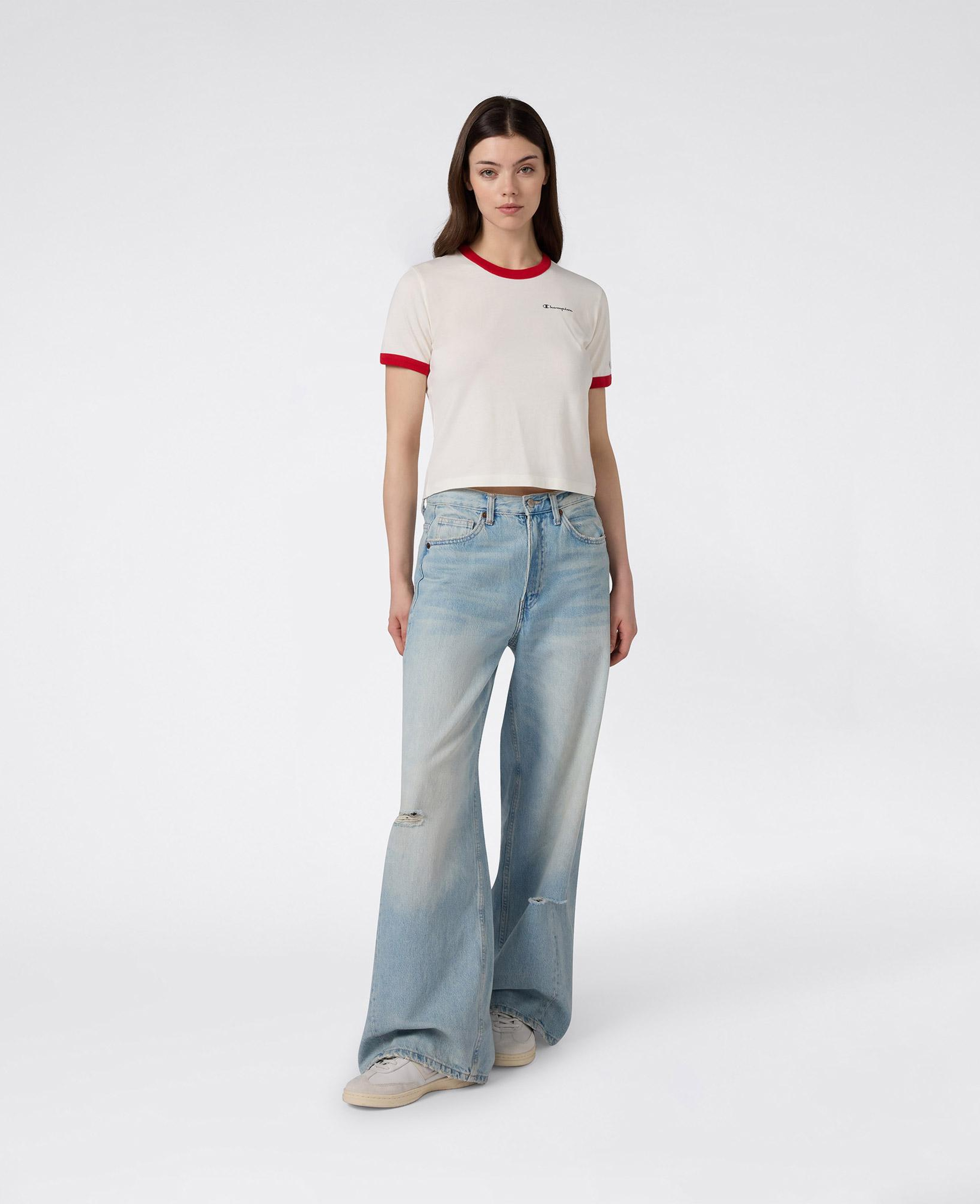 Champion Crewneck Croptop Kadın Beyaz T-Shirt