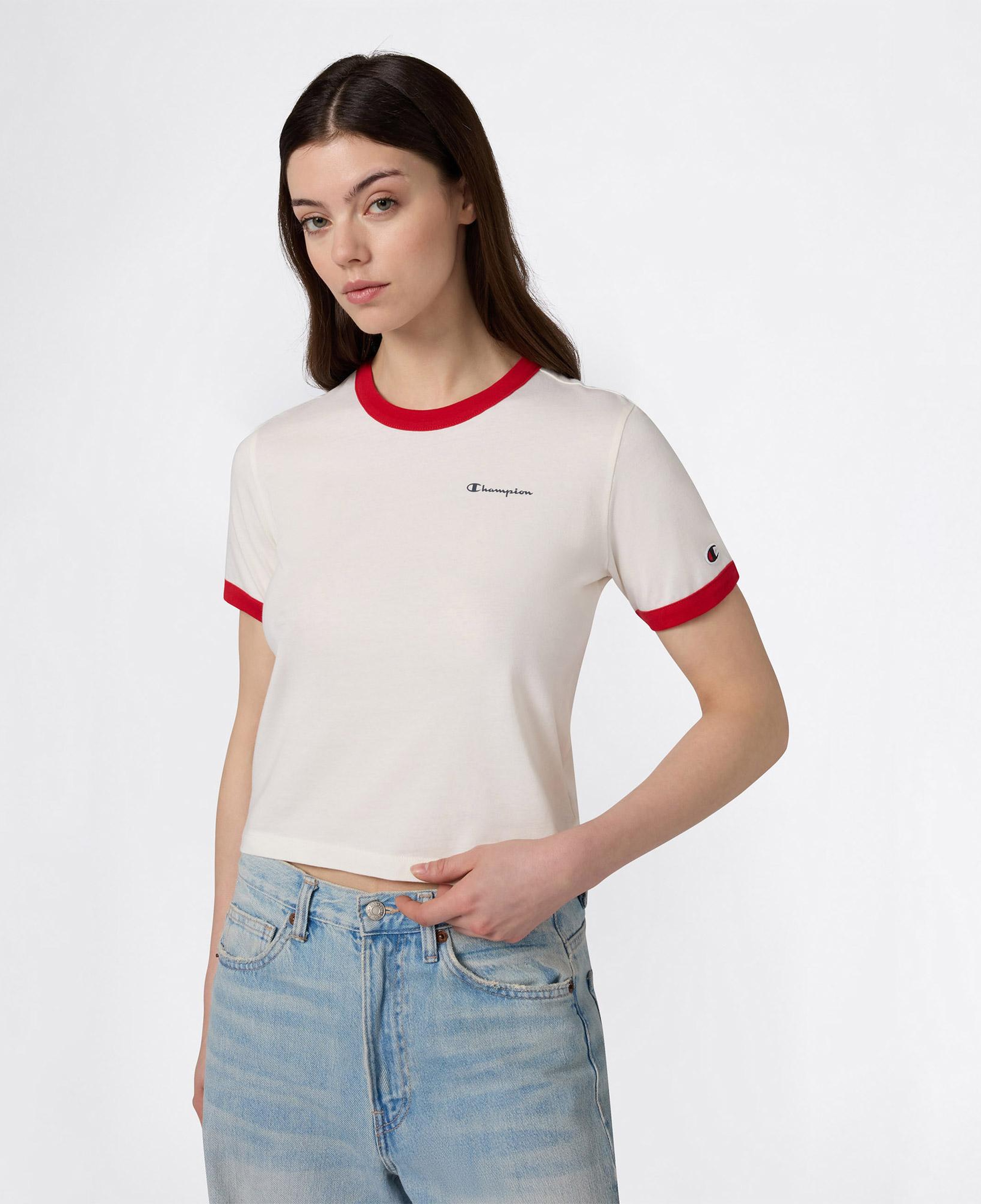 Champion Crewneck Croptop Kadın Beyaz T-Shirt