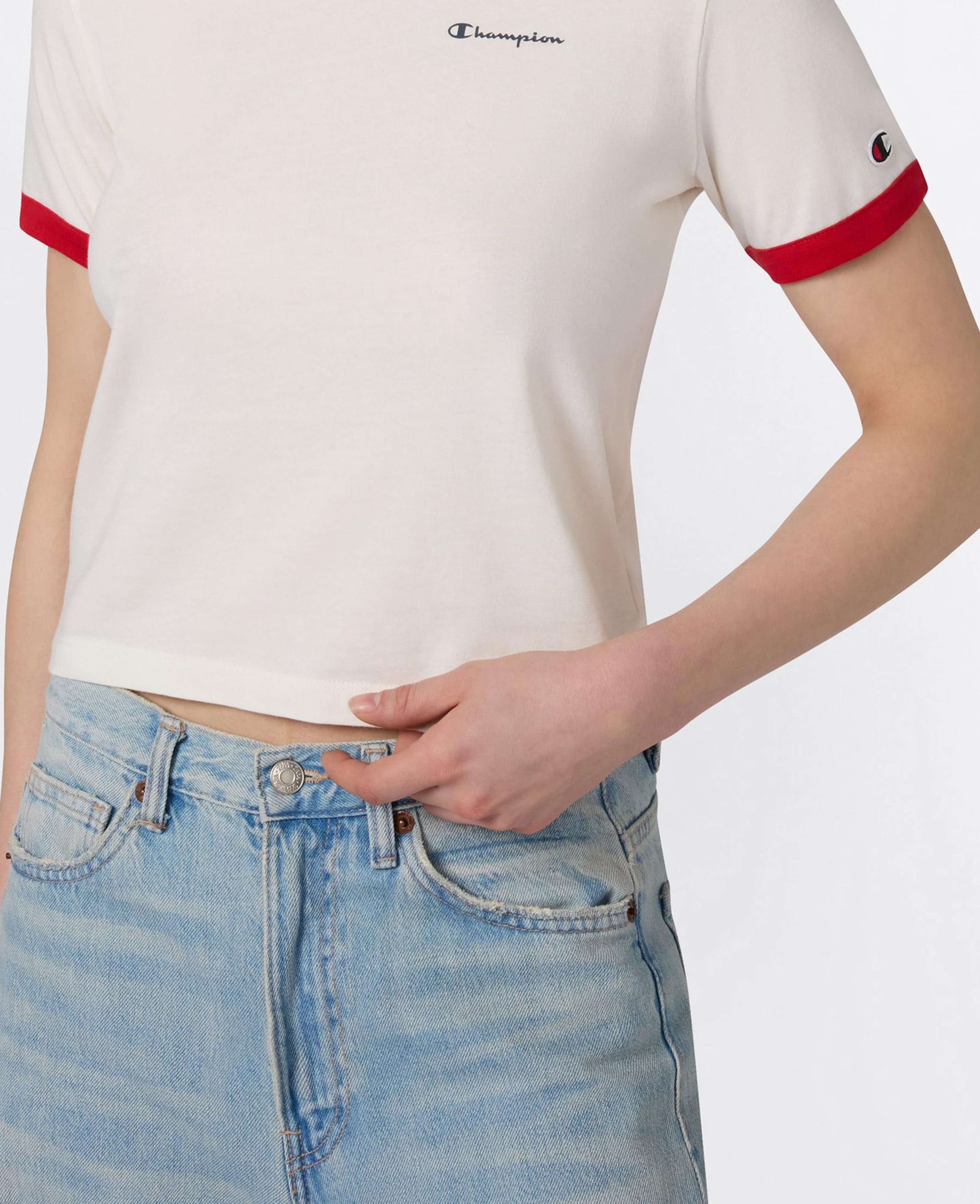 Champion Crewneck Croptop Kadın Beyaz T-Shirt