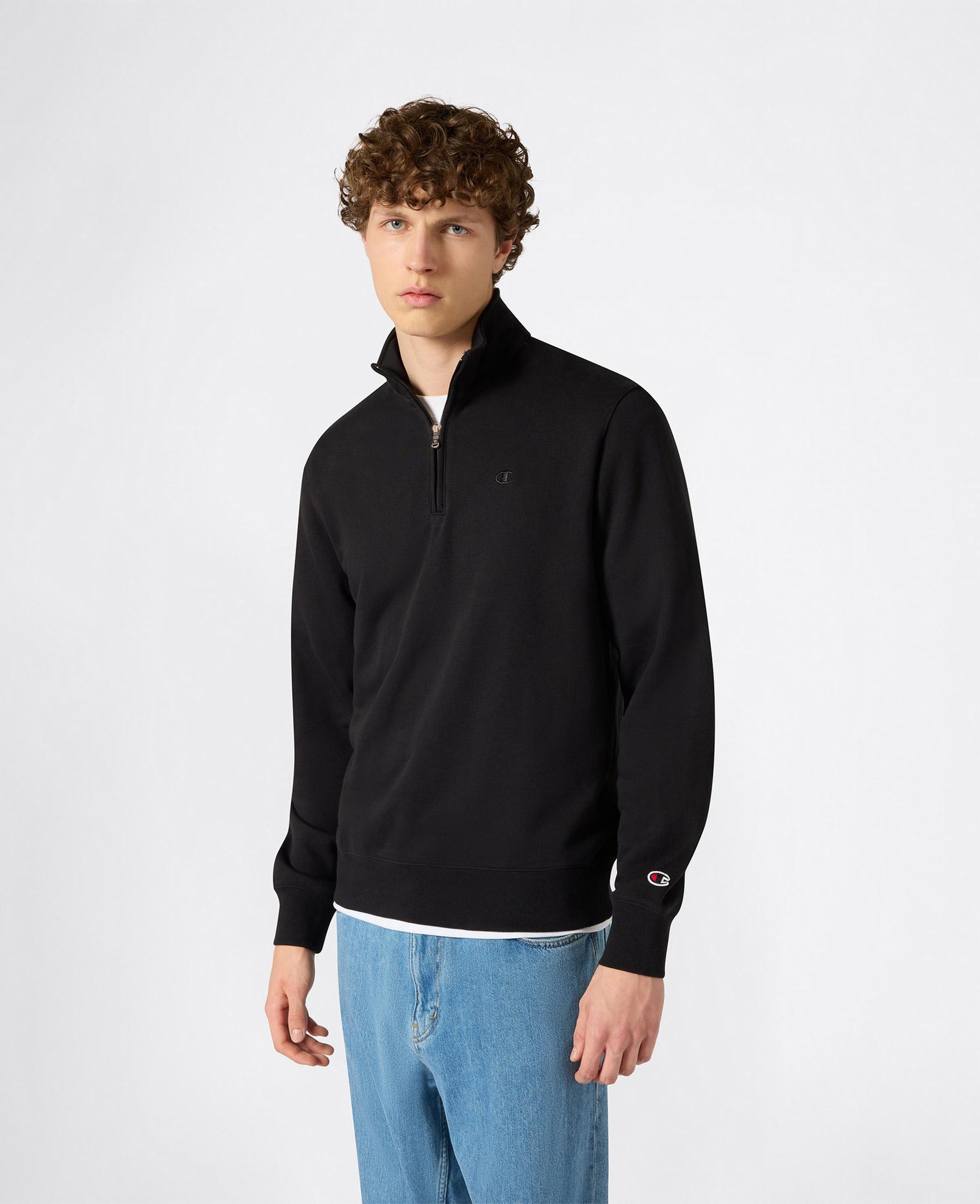Champion Half Zip Erkek Siyah Sweatshirt