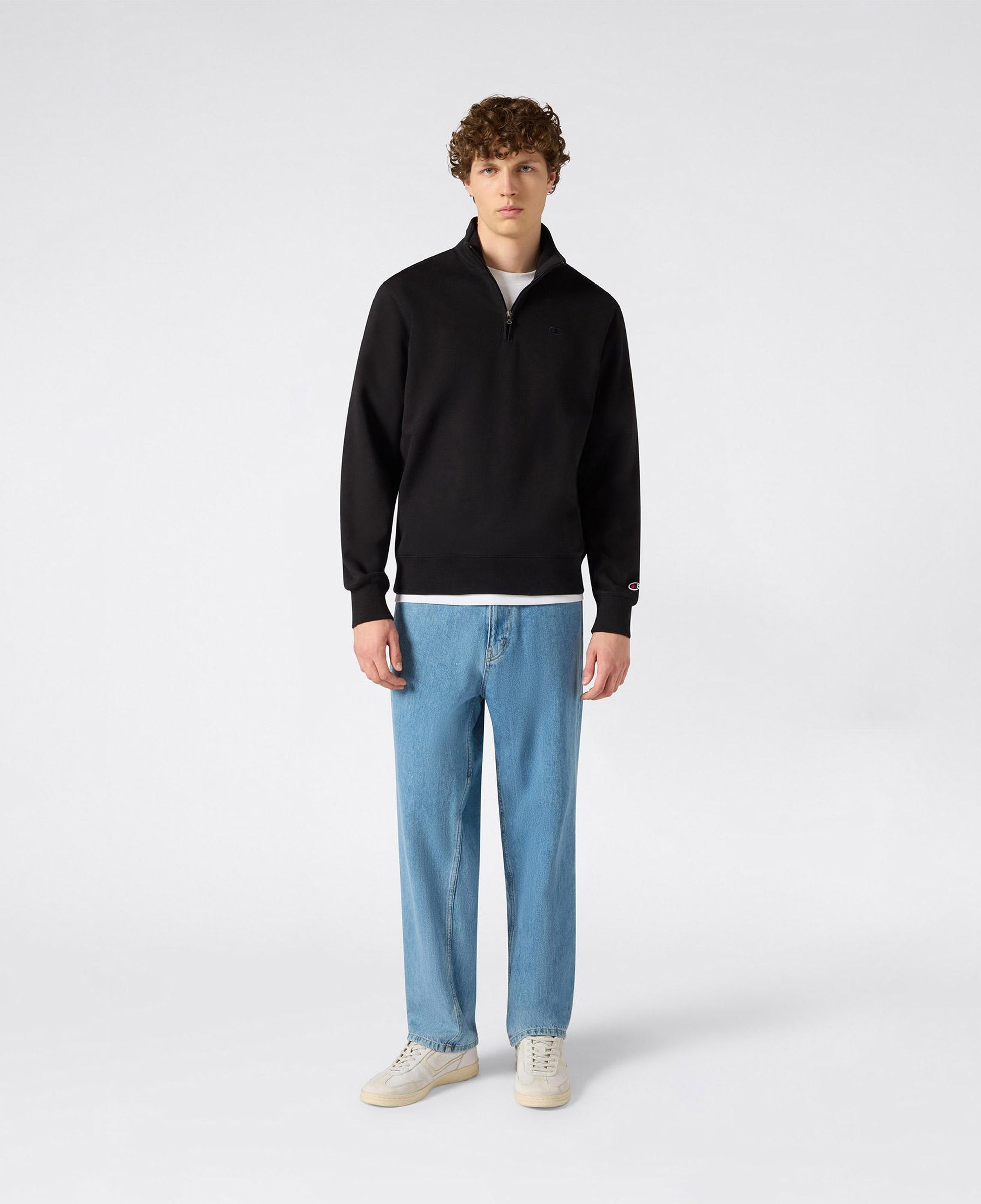 Champion Half Zip Erkek Siyah Sweatshirt
