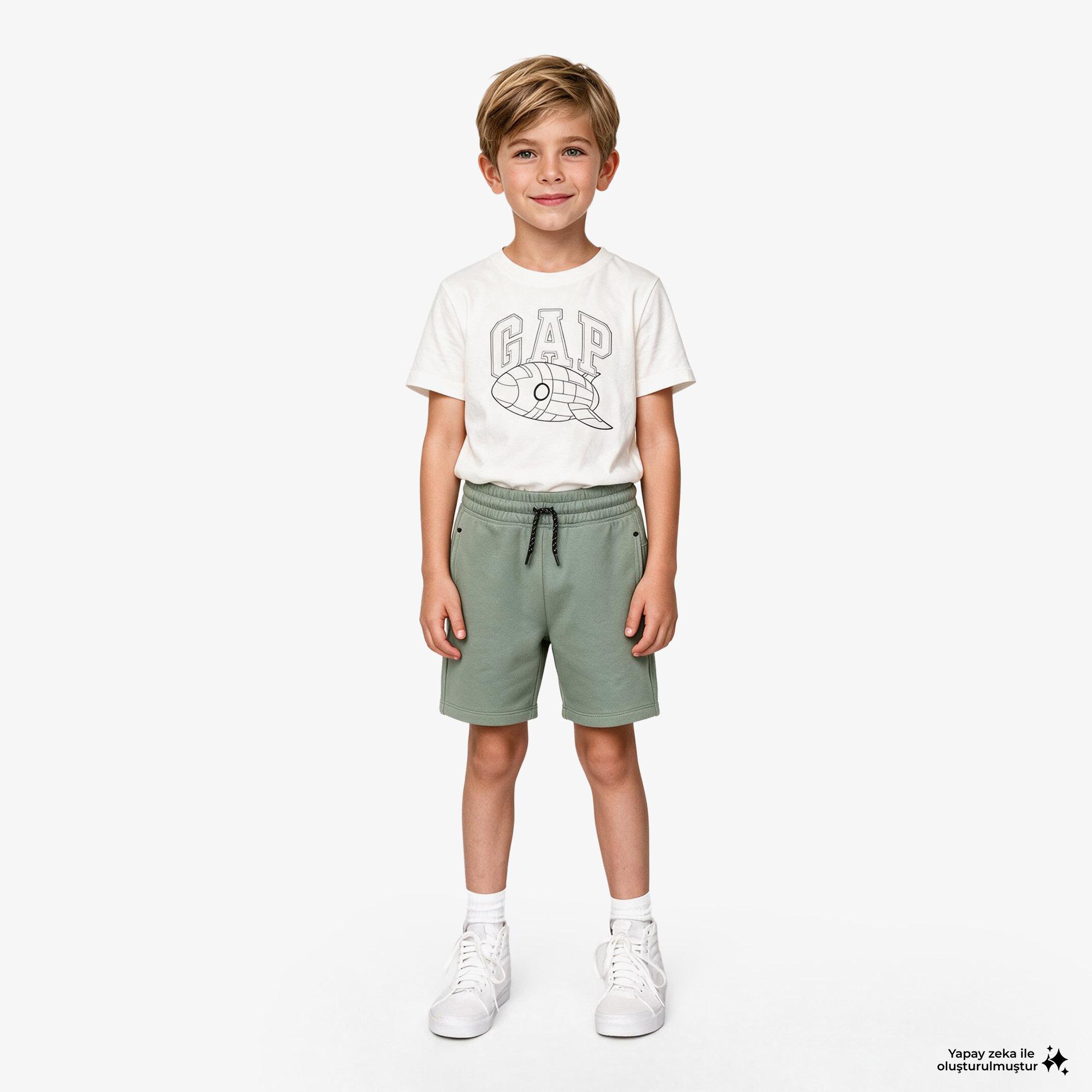 Gap Roket Grafik Baskılı Çocuk Beyaz T-Shirt