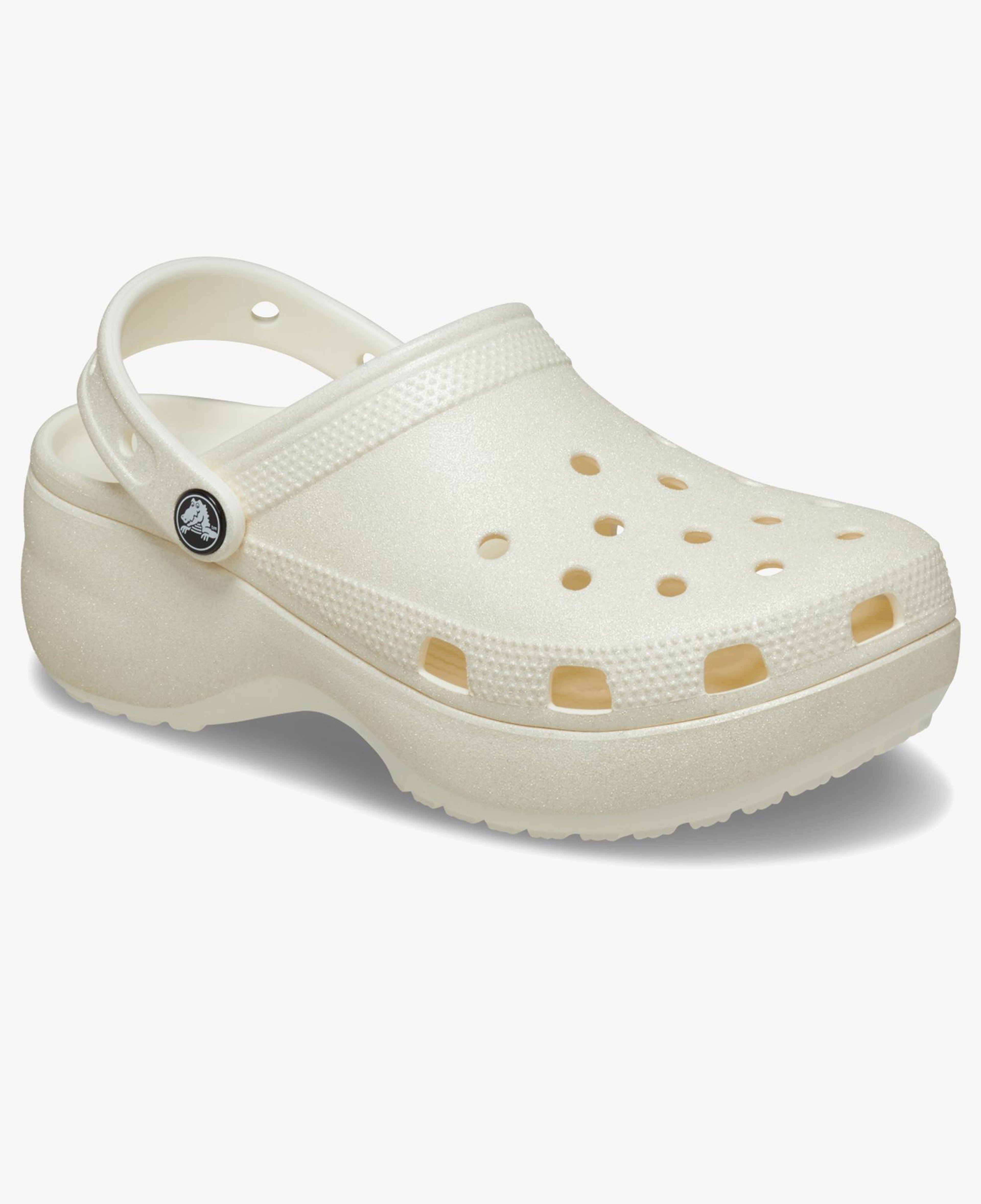 Crocs Classic Platform Glitter Clog Kadın Krem Sandalet